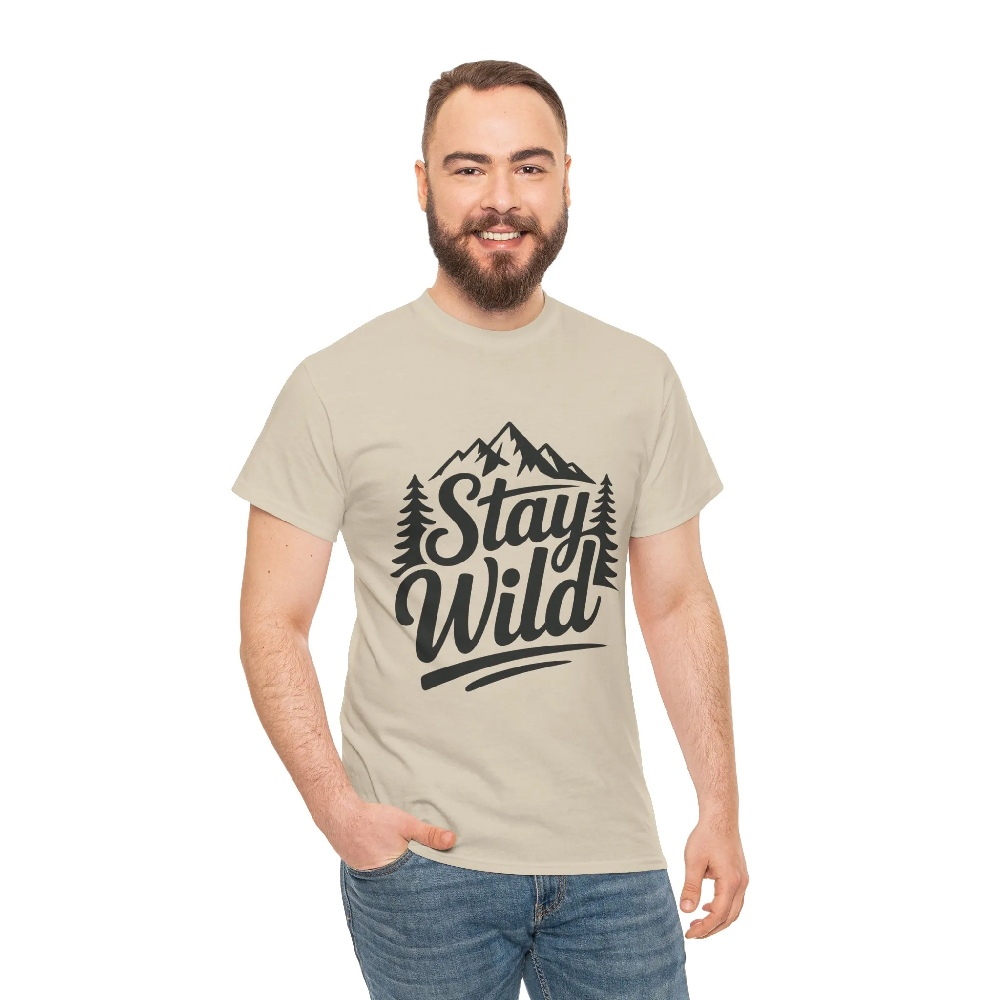 Stay Wild Adventure Tee, Unisex Heavy Cotton Tee for Nature Lovers, Camping, Hiking, Gifts for Outdoorsy Friends, Nature Graphic Tee - Image 5
