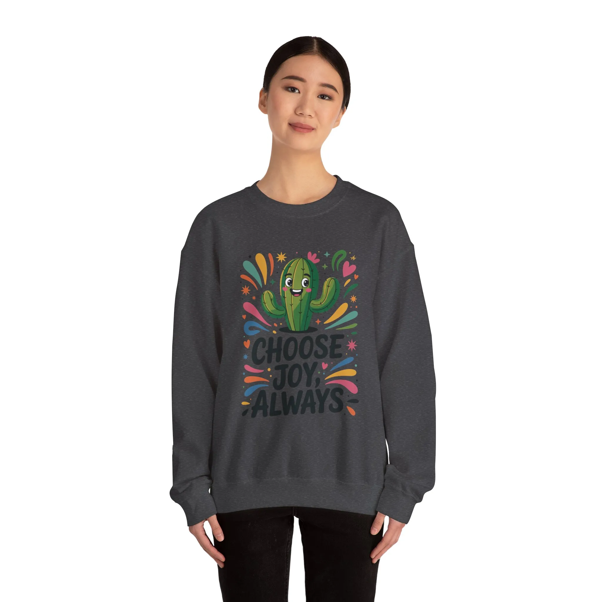 Joyful Cactus Sweatshirt: Choose Joy Always, Cozy Gift for Friends, Womens Casual Wear, Perfect for Celebrations and Everyday Comfort - Image 29