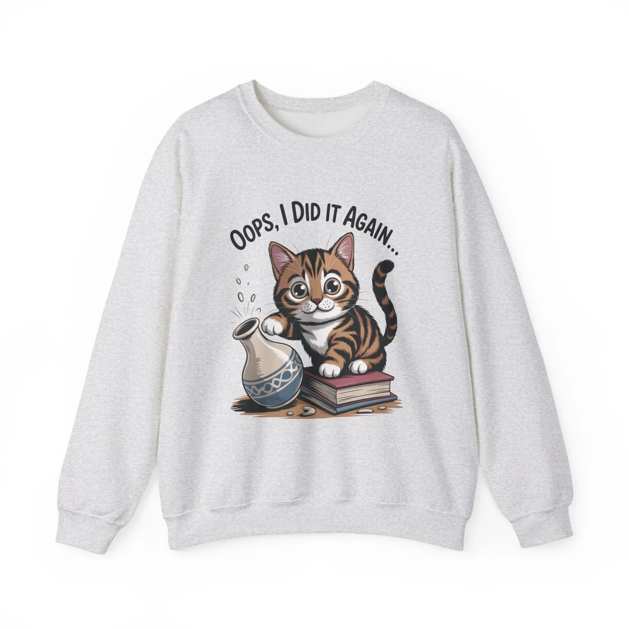 Cute Cat Oops! I Did It Again Sweatshirt, Funny Pet Lover Gift, Cozy Crewneck for Cat Moms, Purrfect for Birthdays, Casual Wear - Image 28