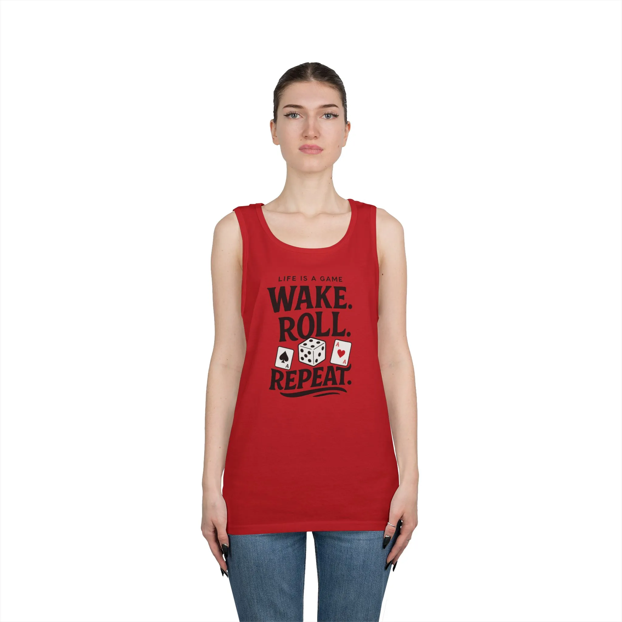 Game Themed Tank Top, Casual Tee, Gift for Gamers, Fun Workout Top, Funny Dice & Cards Shirt, Unisex Gambling Gift - Image 2