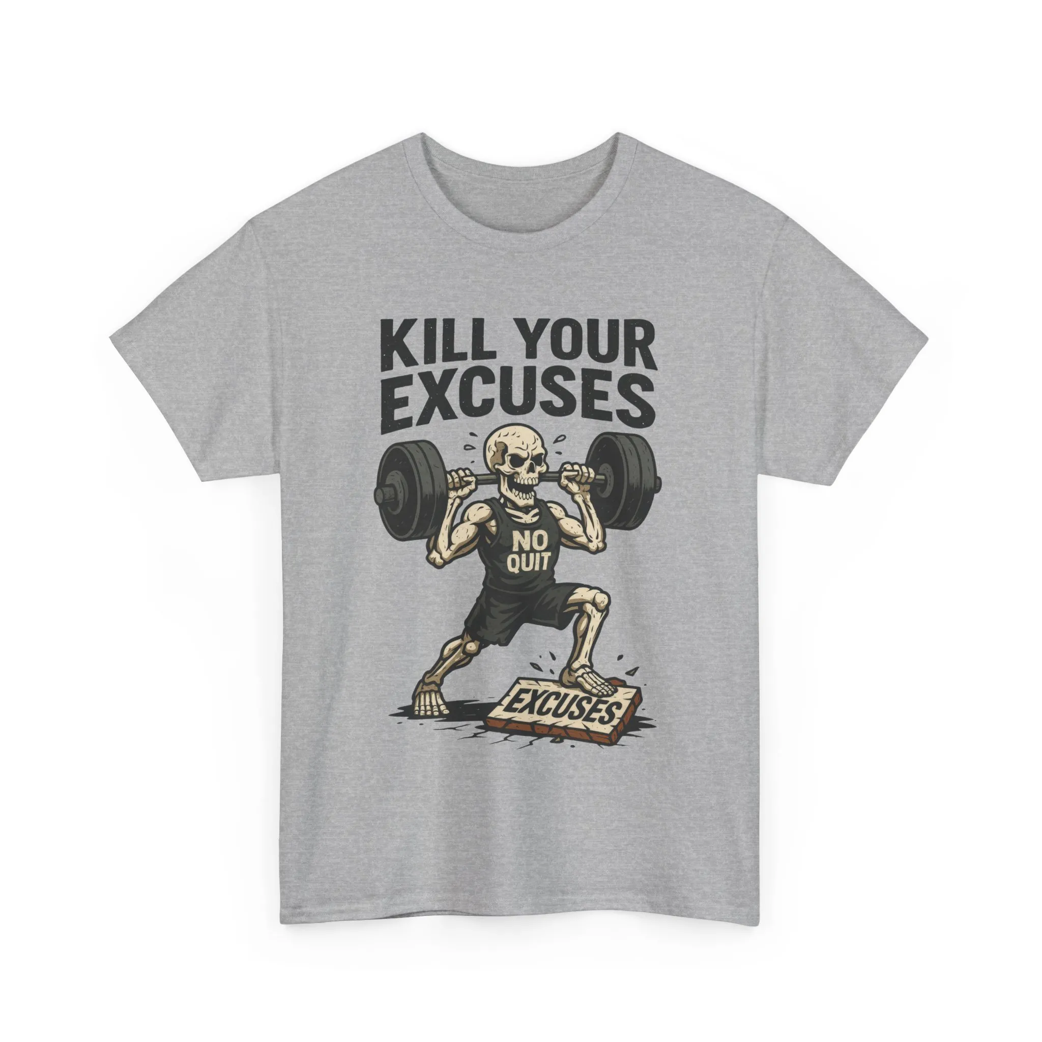 Kill Your Excuses Shirt, No Quit Skeleton Gym Tee for Men, Motivational Fitness T-Shirt, Workout Gift, Gym Apparel - Image 13