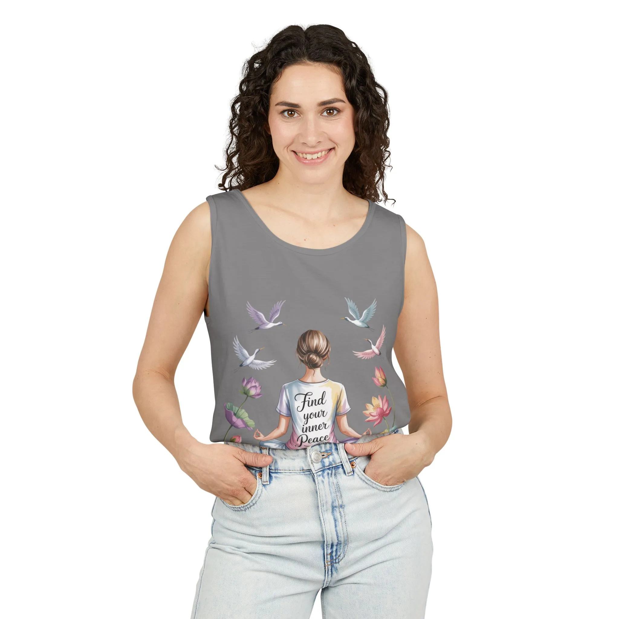 Meditation Floral Womens Tank Top, Find Your Inner Peace, Yoga Apparel, Gift for Mindfulness, Summer Relaxed Wear - Image 27