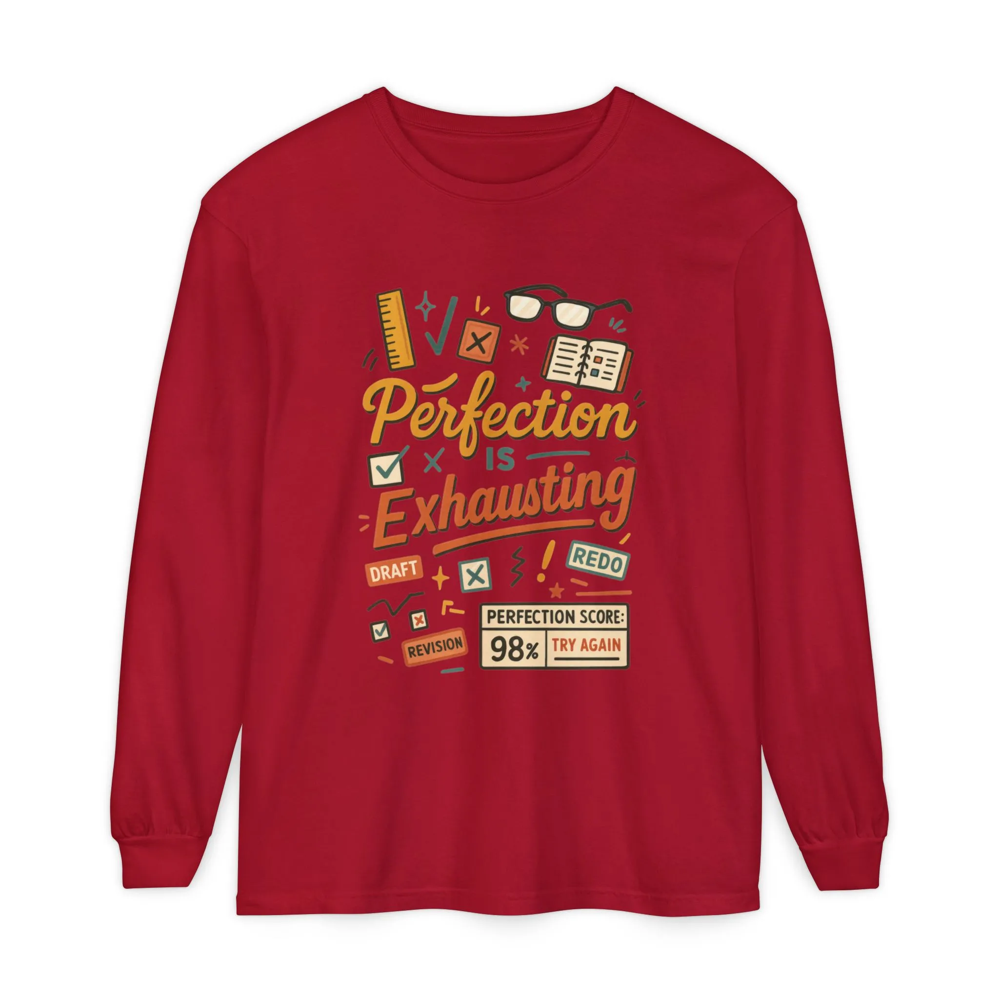 Stress Relief Long Sleeve Tee, Perfect for Perfectionists, Humorous Gift, Back-to-School, Gift for Graduates, Motivational Apparel - Image 43