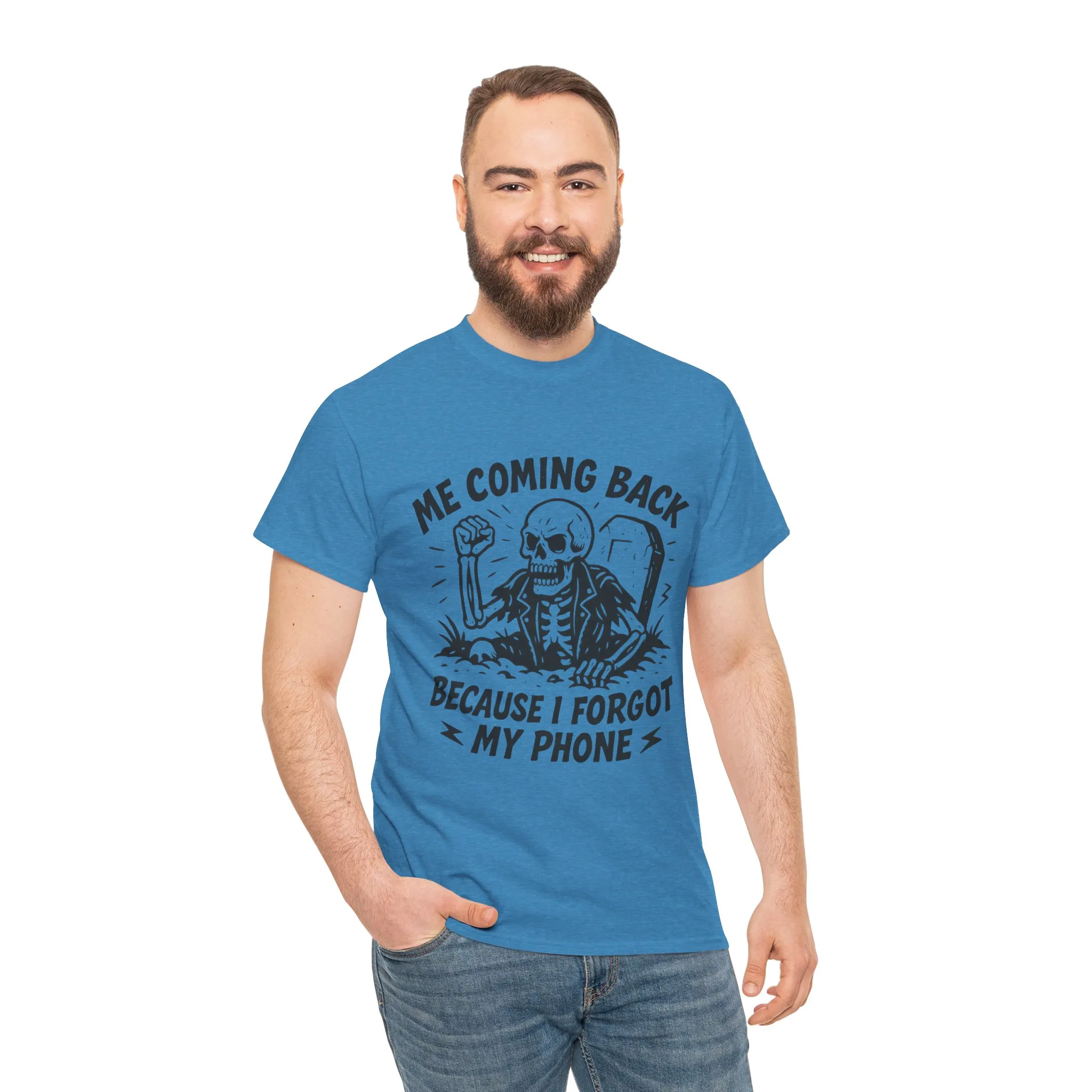 Forgot My Phone T-Shirt, Funny Skeleton Coming Back From Grave Tee, Dark Humor Shirt for Men, Humor Tee, funny skull shirt - Image 32