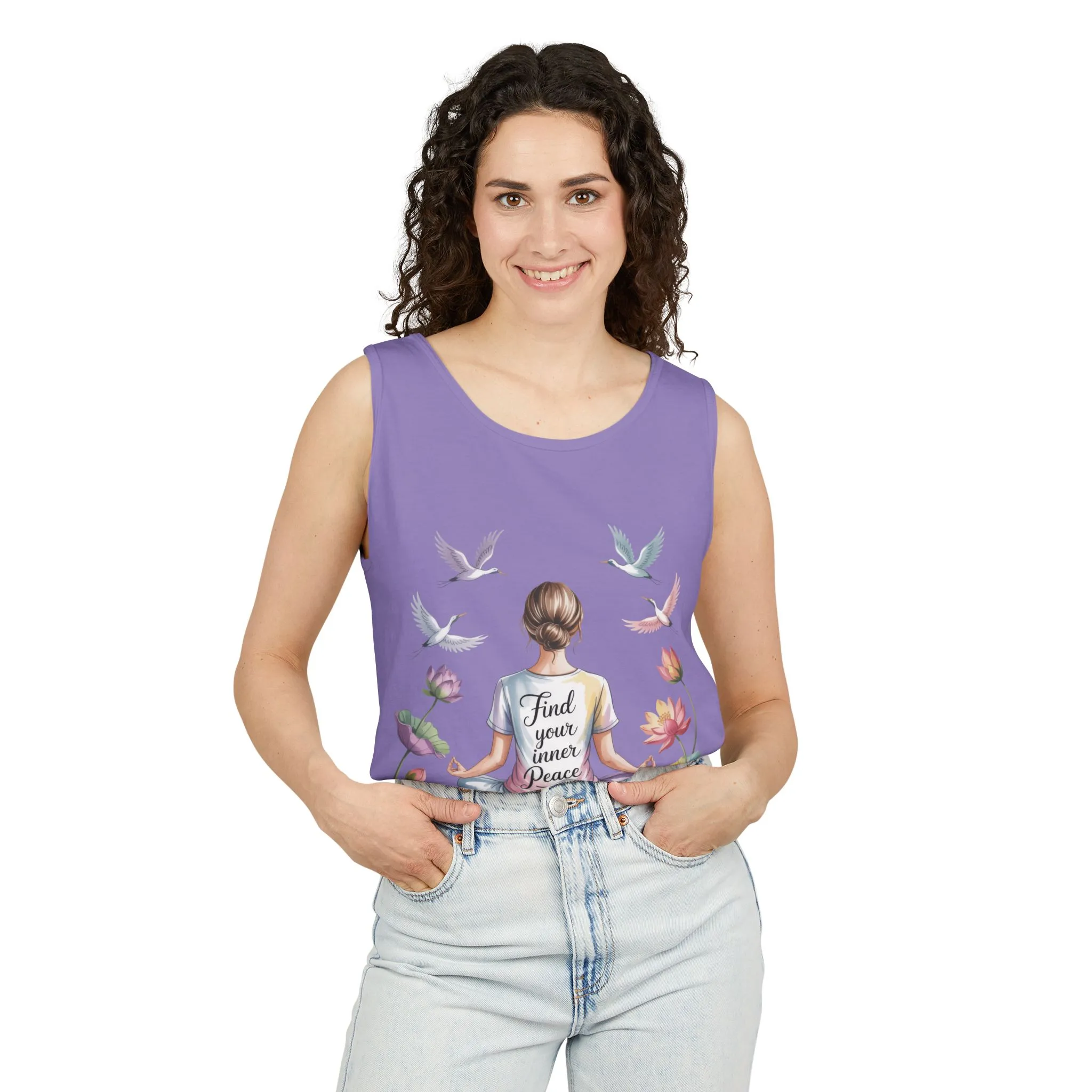 Meditation Floral Womens Tank Top, Find Your Inner Peace, Yoga Apparel, Gift for Mindfulness, Summer Relaxed Wear - Image 15