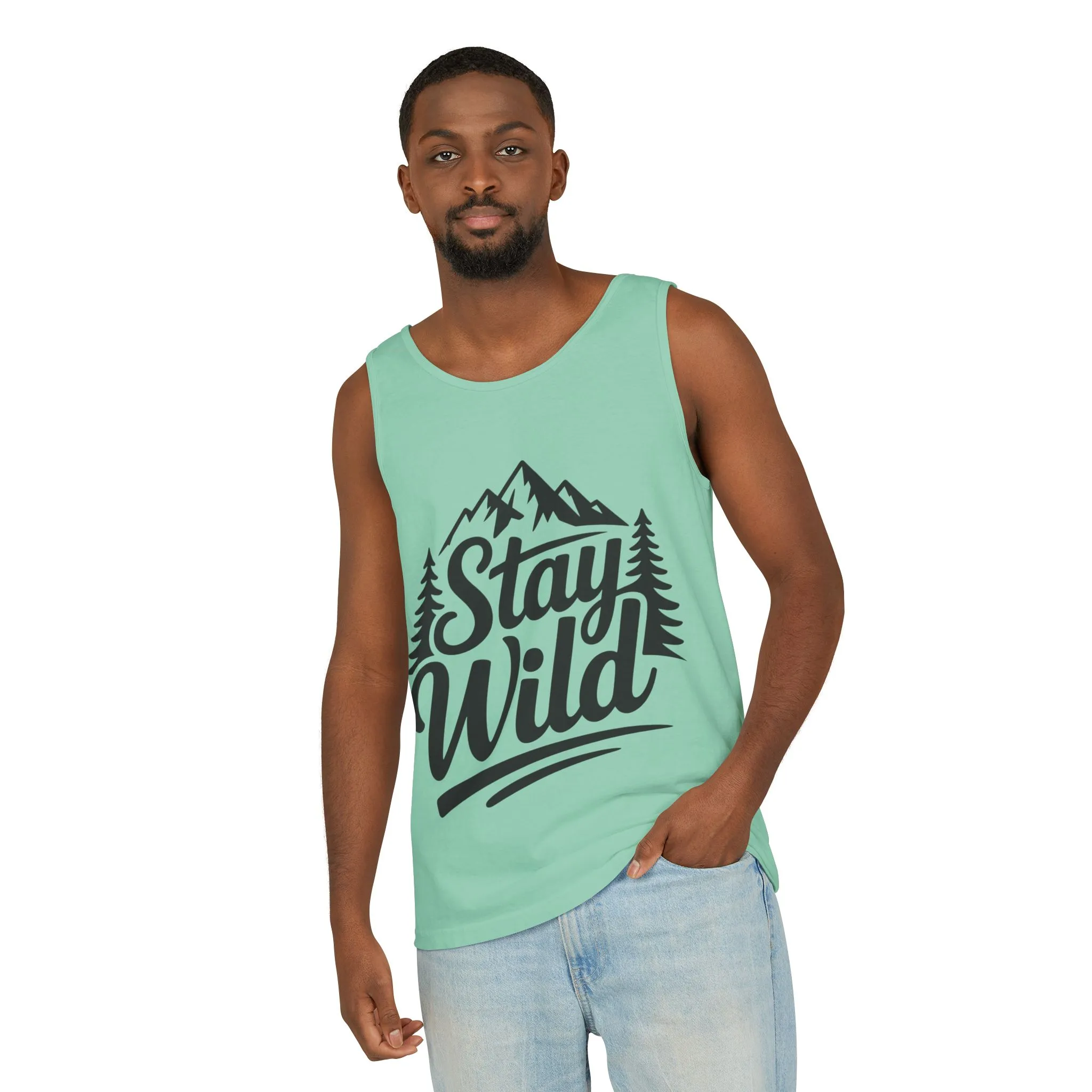 Stay Wild Garment-Dyed Mens Tank Top, Boho Summer Top, Adventure Shirt, Nature Lover Apparel, Gift for Hikers, Outdoor Clothing - Image 35