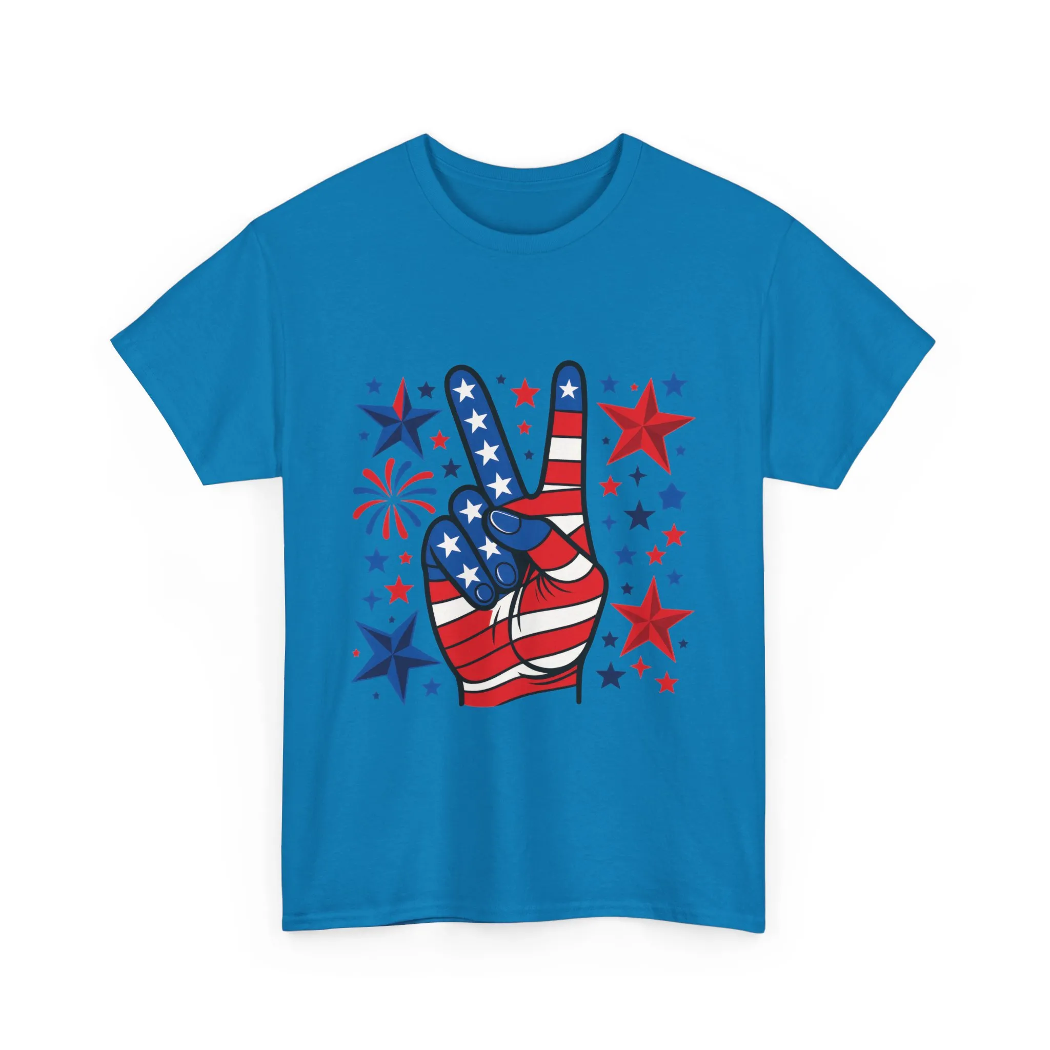 Patriotic Peace Hand Unisex Heavy Cotton Tee - Ideal for July 4th, Independence Day, Celebrations, Casual Wear, Everyday Style - Image 24