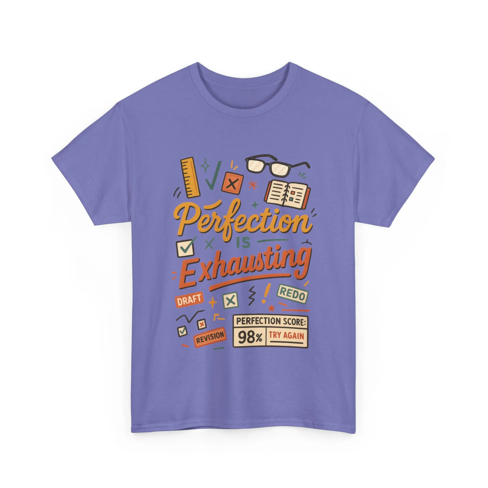 Perfection is Exhausting Tee, Funny T-Shirt for Students, Relaxed Fit Unisex Top, Gift for Graduates, Motivational Apparel, Casual Wear - Image 21