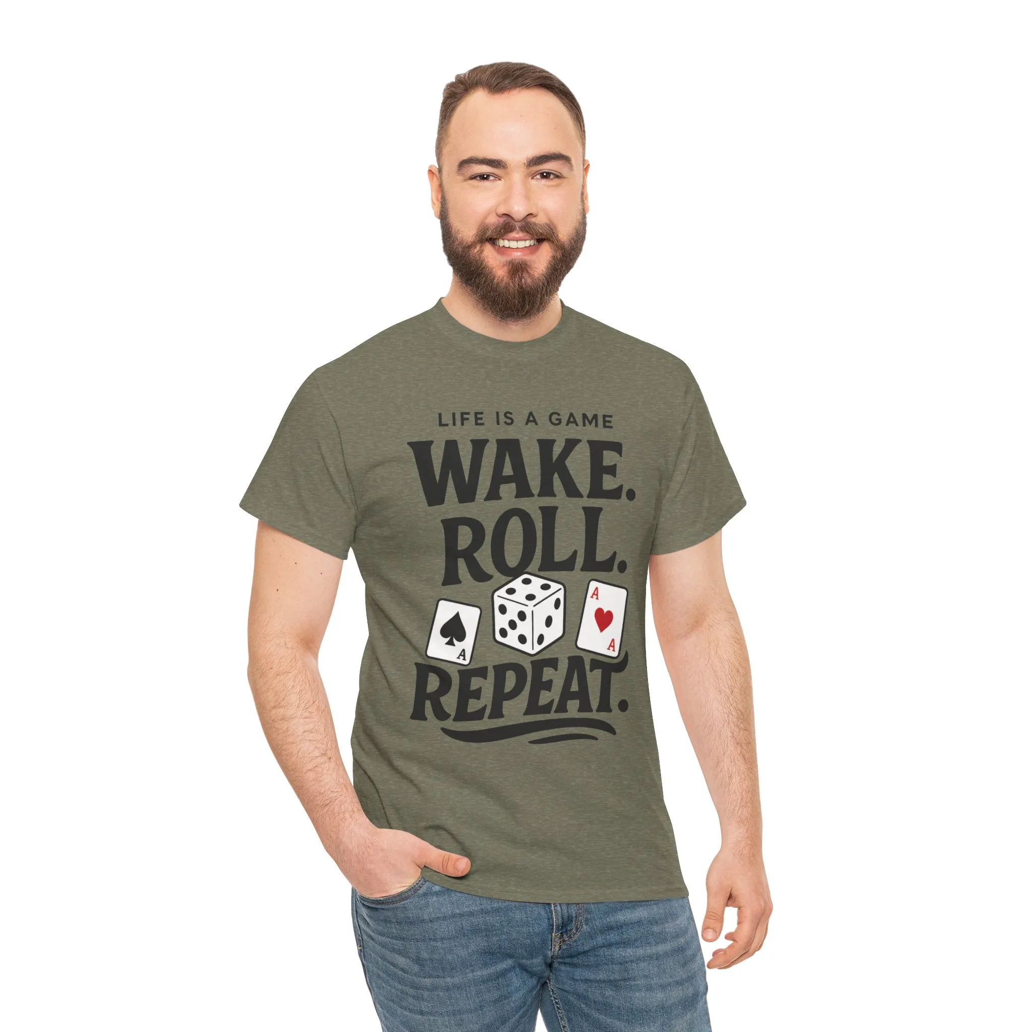 Game On Unisex Heavy Cotton Tee, Perfect for Gamers, Funny Dice & Cards Shirt, Unisex Gambling Gift, Birthday Celebrations - Image 10