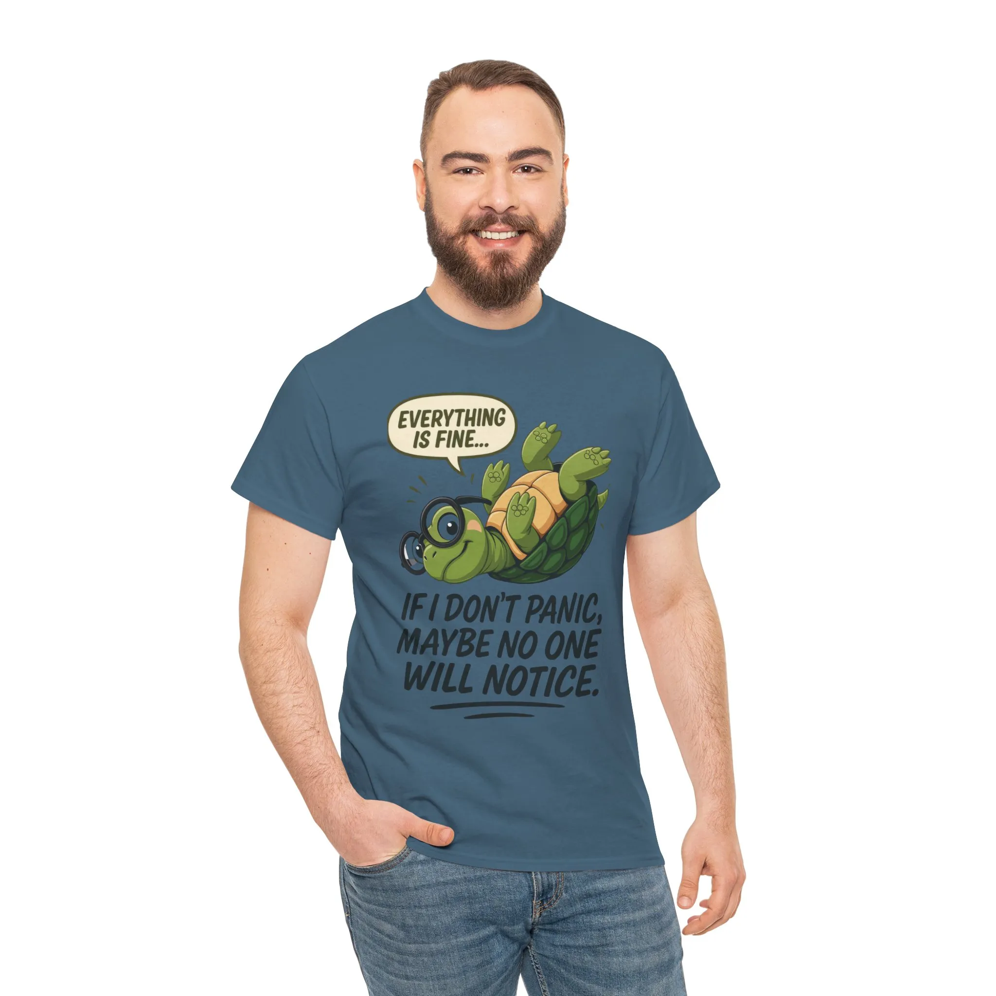 Everything is Fine Turtle Tee, Funny Unisex Cotton Tee, Cute Animal Shirt, Social Anxiety Joke, Great for Humor, Positive message t-shirt - Image 20