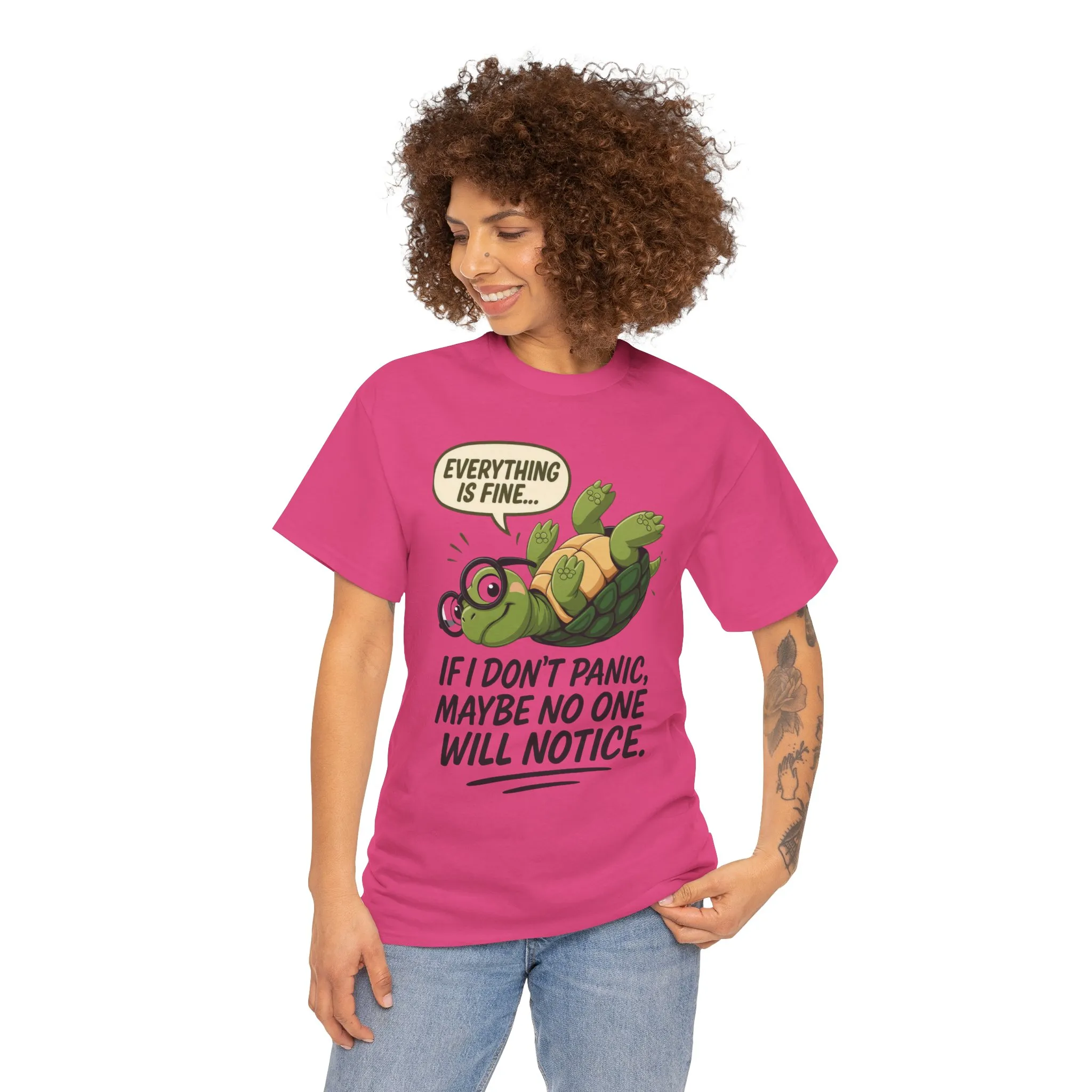 Everything is Fine Turtle Tee, Funny Unisex Cotton Tee, Cute Animal Shirt, Social Anxiety Joke, Great for Humor, Positive message t-shirt - Image 41