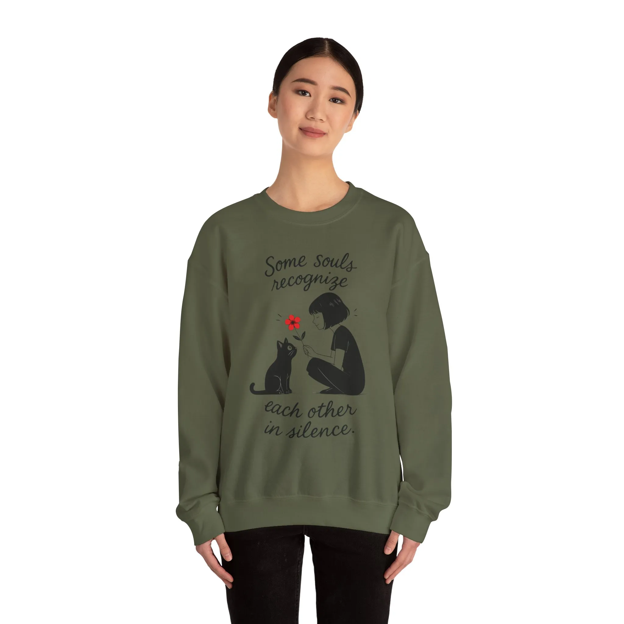 Soulful Cat and Human Crewneck Sweatshirt, Cozy Gift for Cat Lovers, Womens Sweatshirt, Animal Lover Apparel, Thoughtful Gift Idea - Image 17