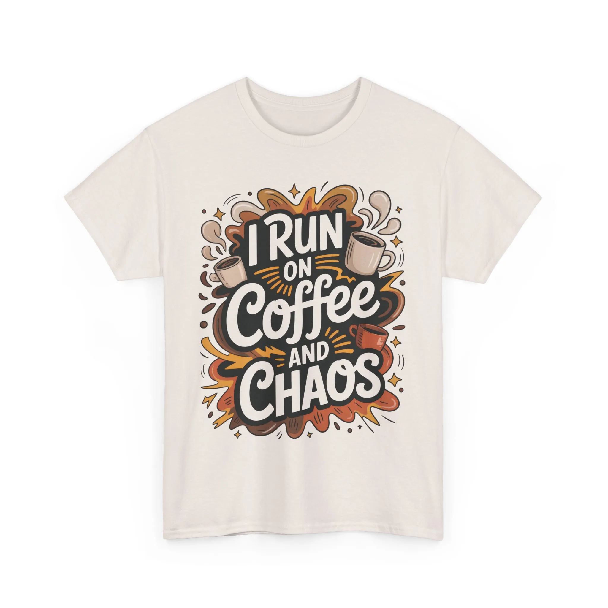 Funny Mens Coffee T-Shirt, I Run on Coffee and Chaos, Caffeinated Chaos Tee for Him, Perfect for Coffee Lovers, , Humor Tee - Image 28