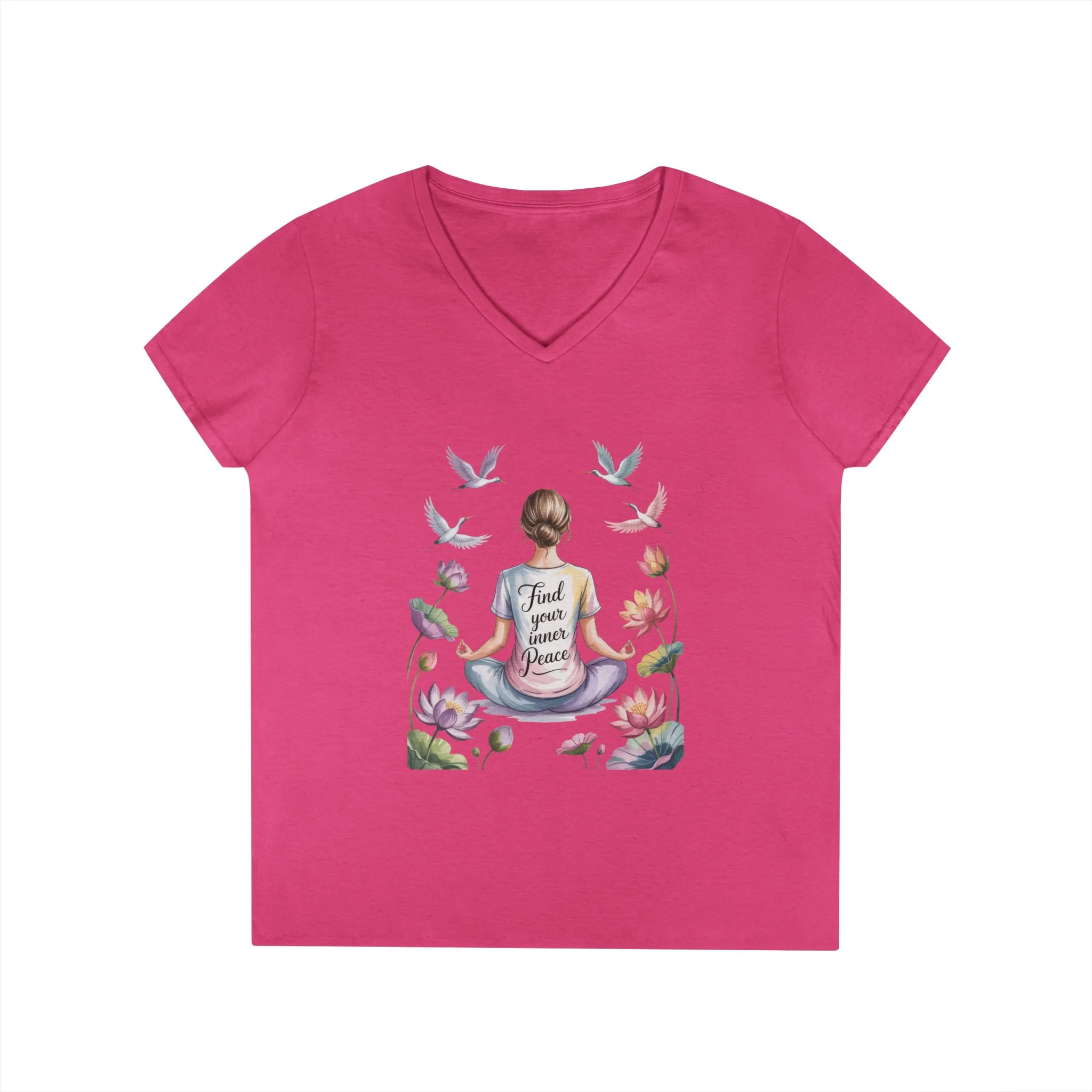 Mindful V-Neck T-Shirt, Inspirational Tee, Yoga Shirt, Self-Care Apparel, Gift for Her, Casual Wear, Find Your Inner Peace - Image 25