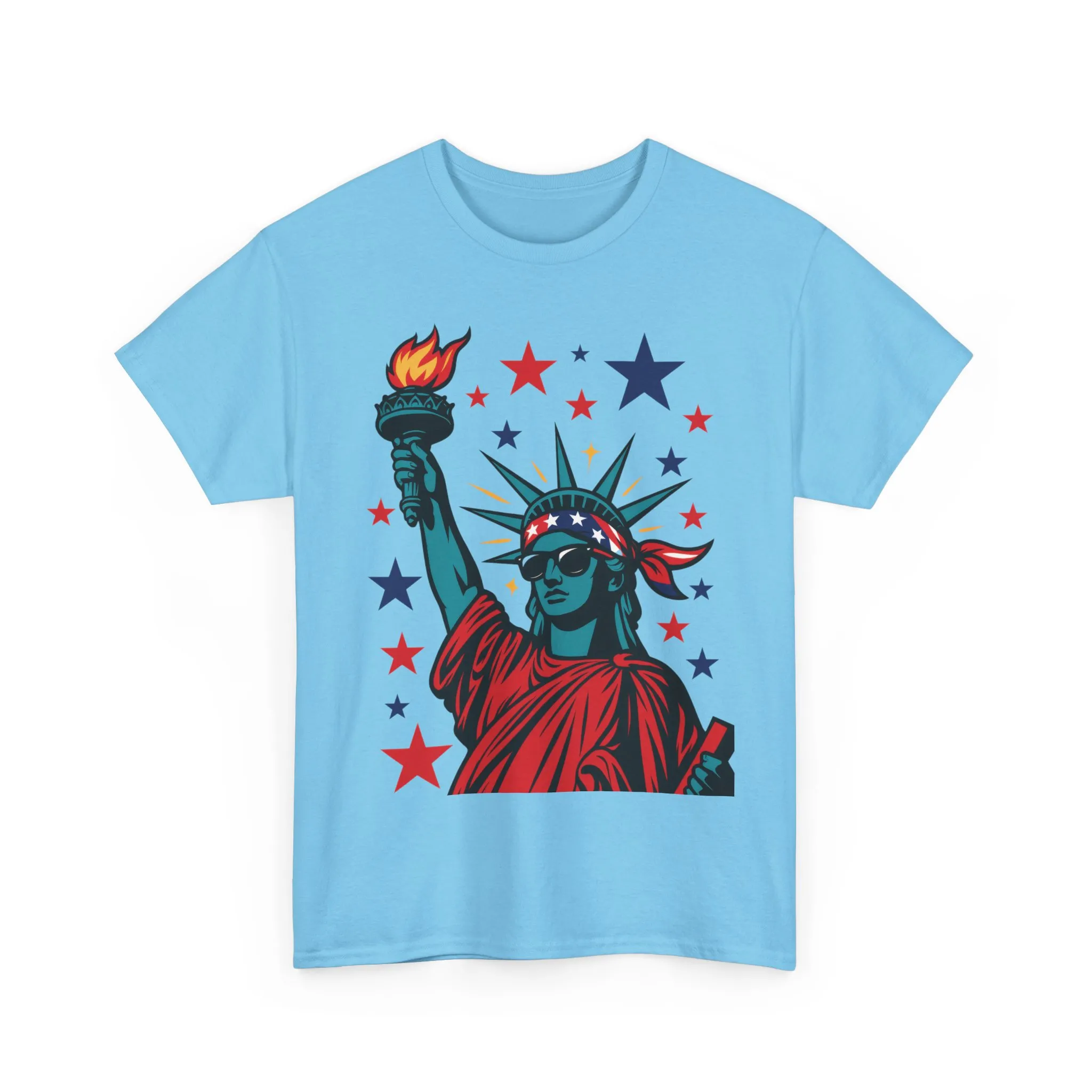 Lady Liberty Pop Art T-Shirt, Patriotic 4th of July Womens Tee, Retro USA Bandana Statue Shirt - Image 10