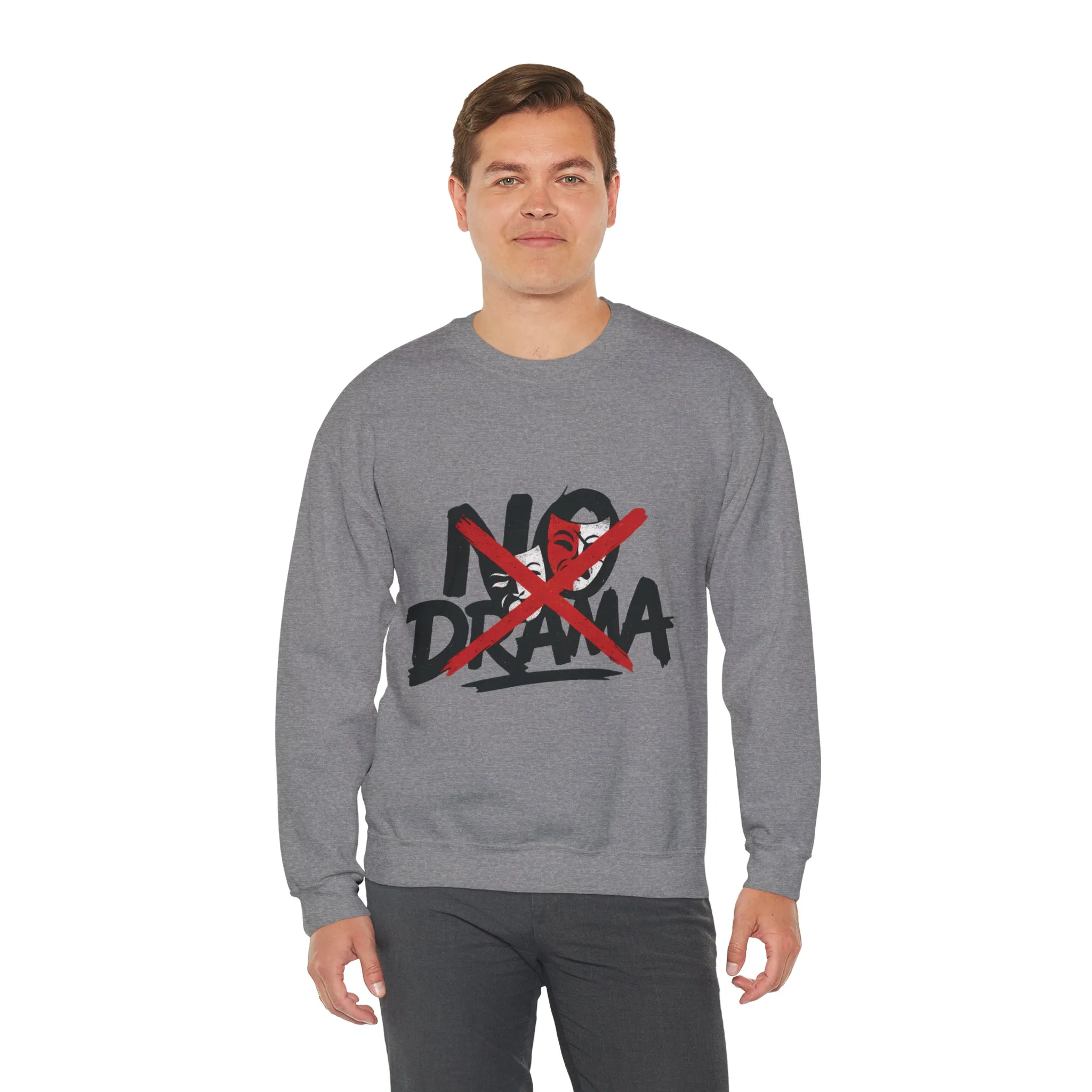 No Drama Mens Crewneck Sweatshirt, Casual Everyday Wear, Gift for Friends, Relaxed Vibes, Comfortable Fashion - Image 9