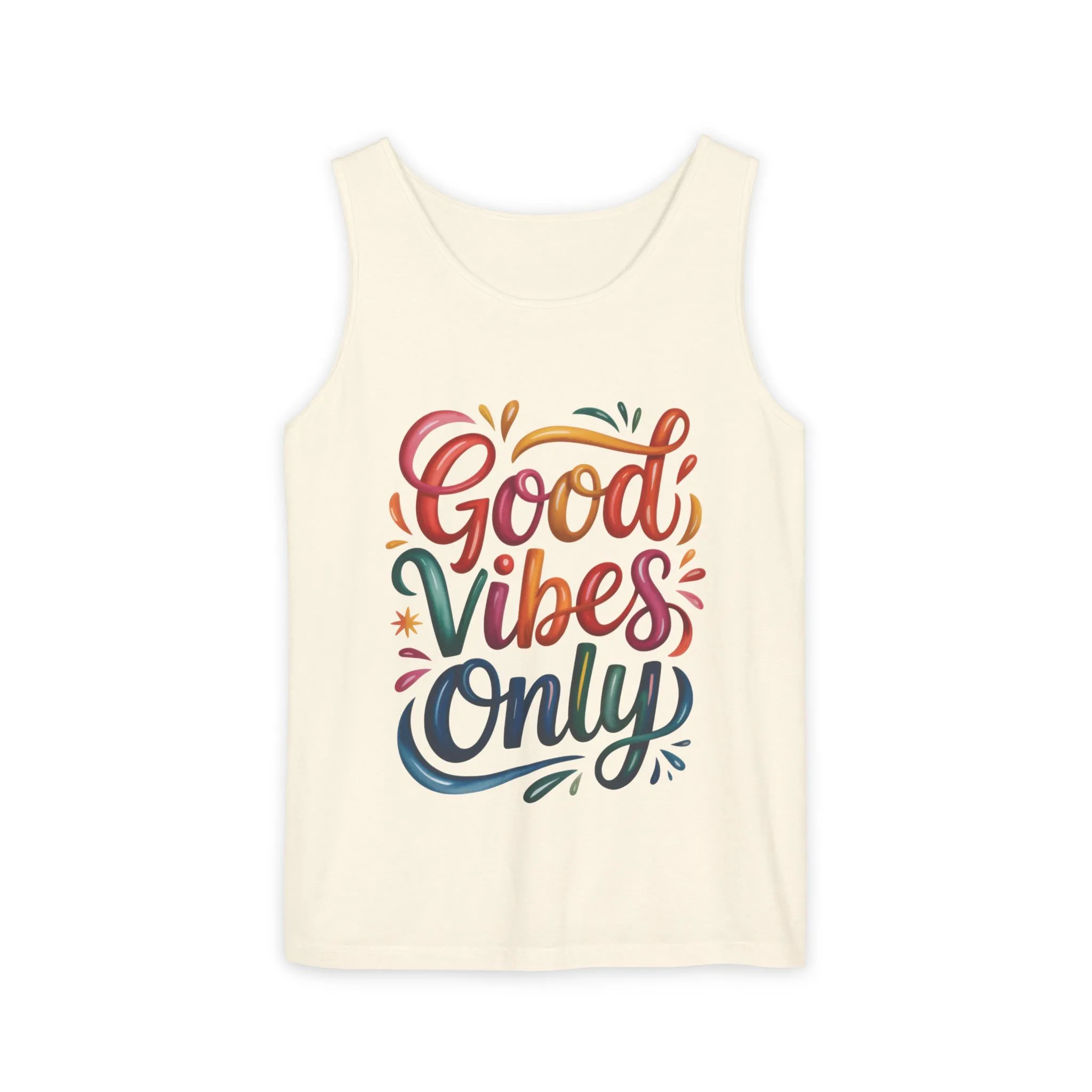 Good Vibes Only Womens Garment-Dyed Tank Top, Summer Casual Wear, Festival Outfit, Beach Day Tee, Gift for Friends, Positive Vibes Apparel - Image 5