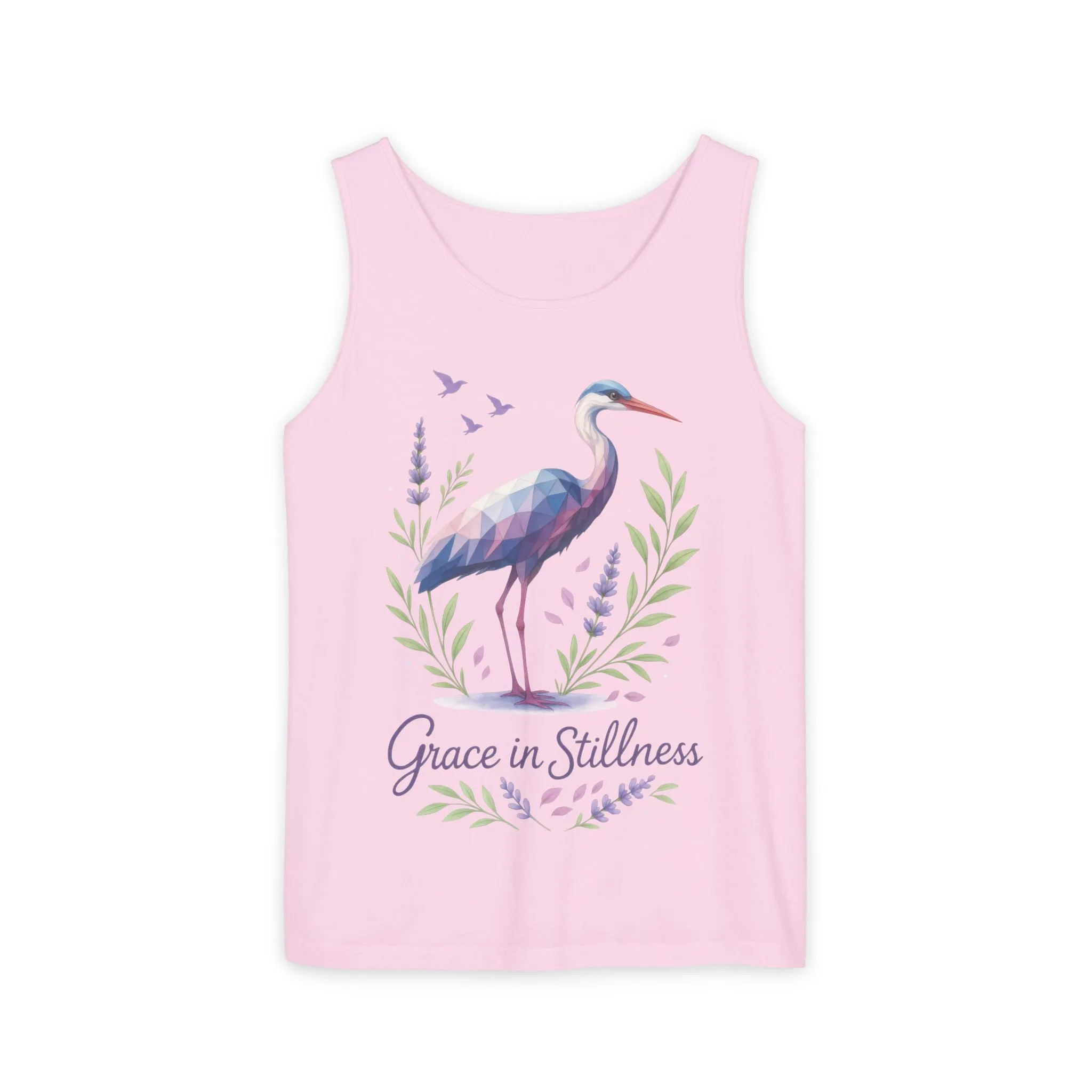 Polygonal Heron Graphic Tank, Womens Artistic Bird Summer Top, Geometric Crane, Bird Lovers Gift, Yoga Shirt, Fitness Apparel, Casual Wear - Image 2