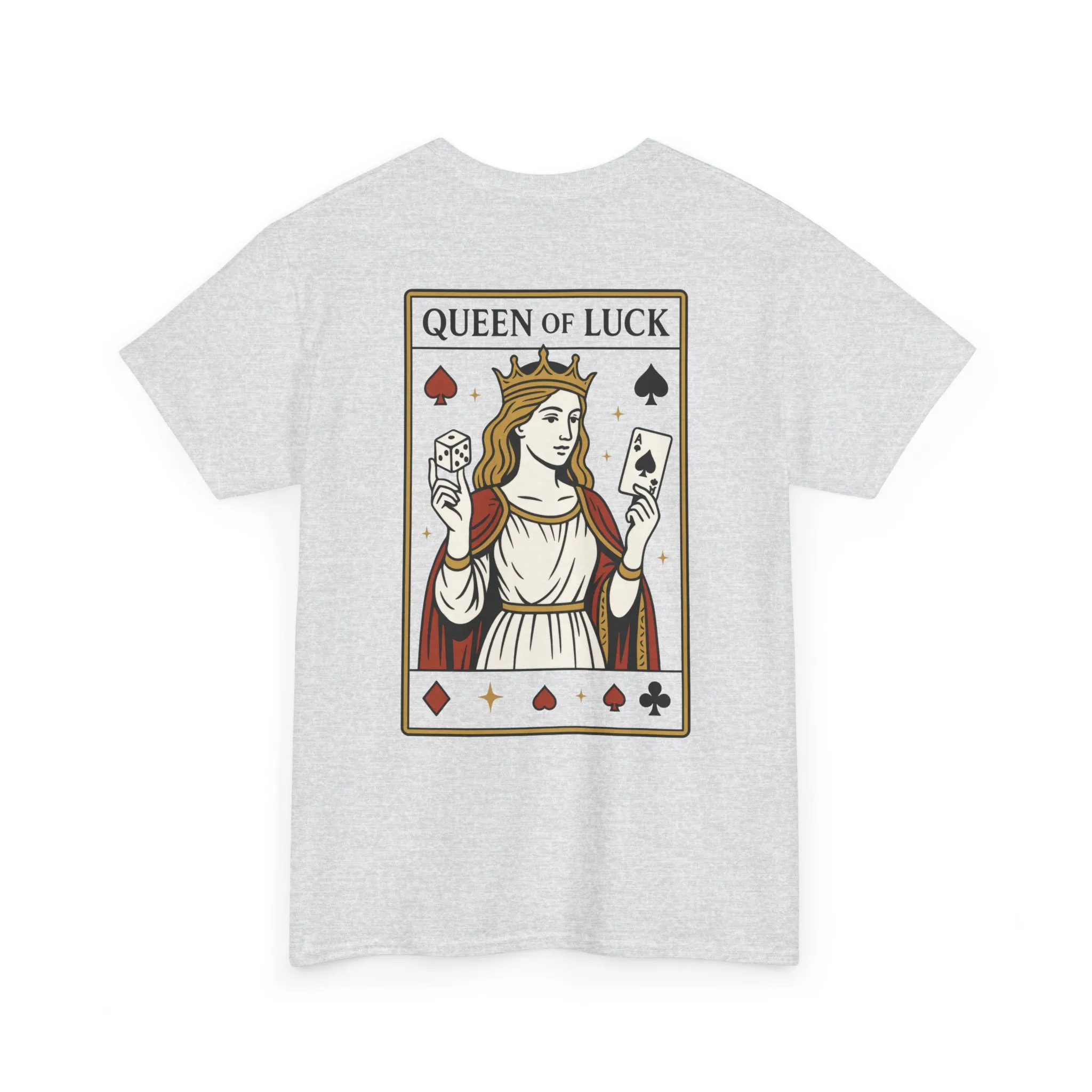 Front & Back Print unisex T-Shirt, Roll the Dice Tee for Men, Vintage Gambling Shirt, Casino Gift, Poker Gift, Card Games Gift, Queen of Luck - Image 4