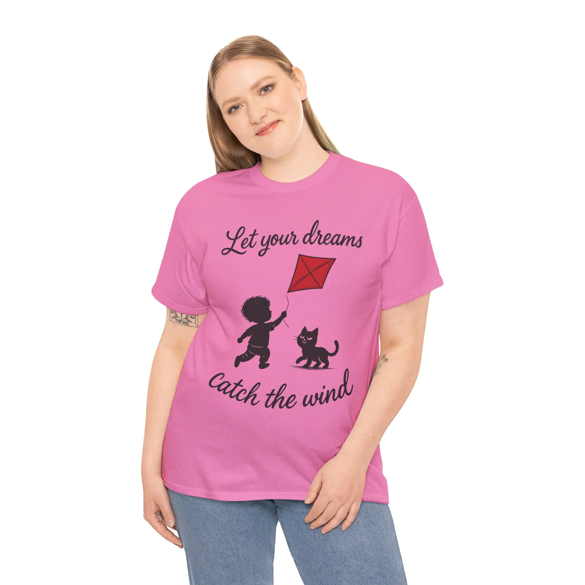 Cute Kid and Cat Design T-Shirt, Playful Gift for Cat Lovers, Summer Style, Cat Lover T-Shirt, Gift for Cat Owners, Women's Cotton T-Shirt - Image 36
