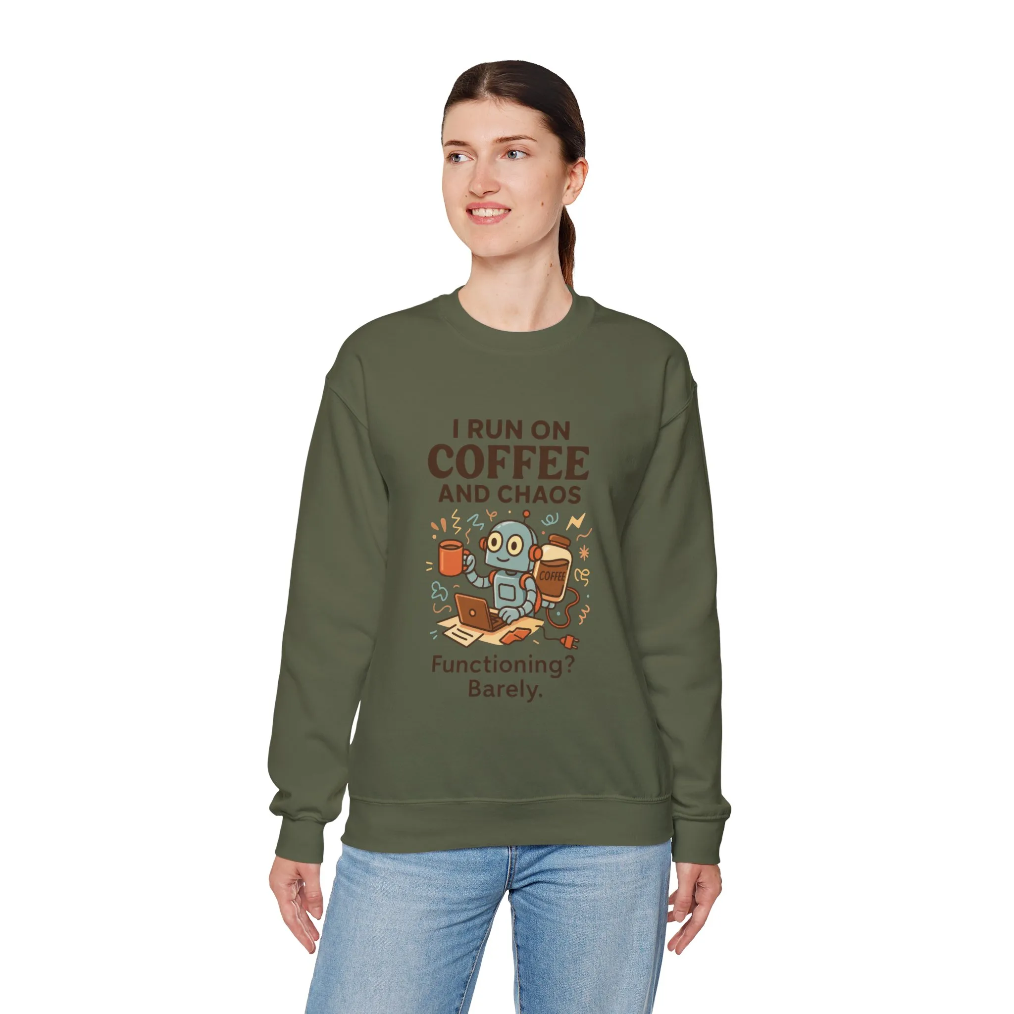 Coffee and Chaos Crewneck Sweatshirt, Funny Sweatshirt for Coffee Lovers, Unisex Gift, Cozy Everyday Wear, Ideal for Holidays - Image 39