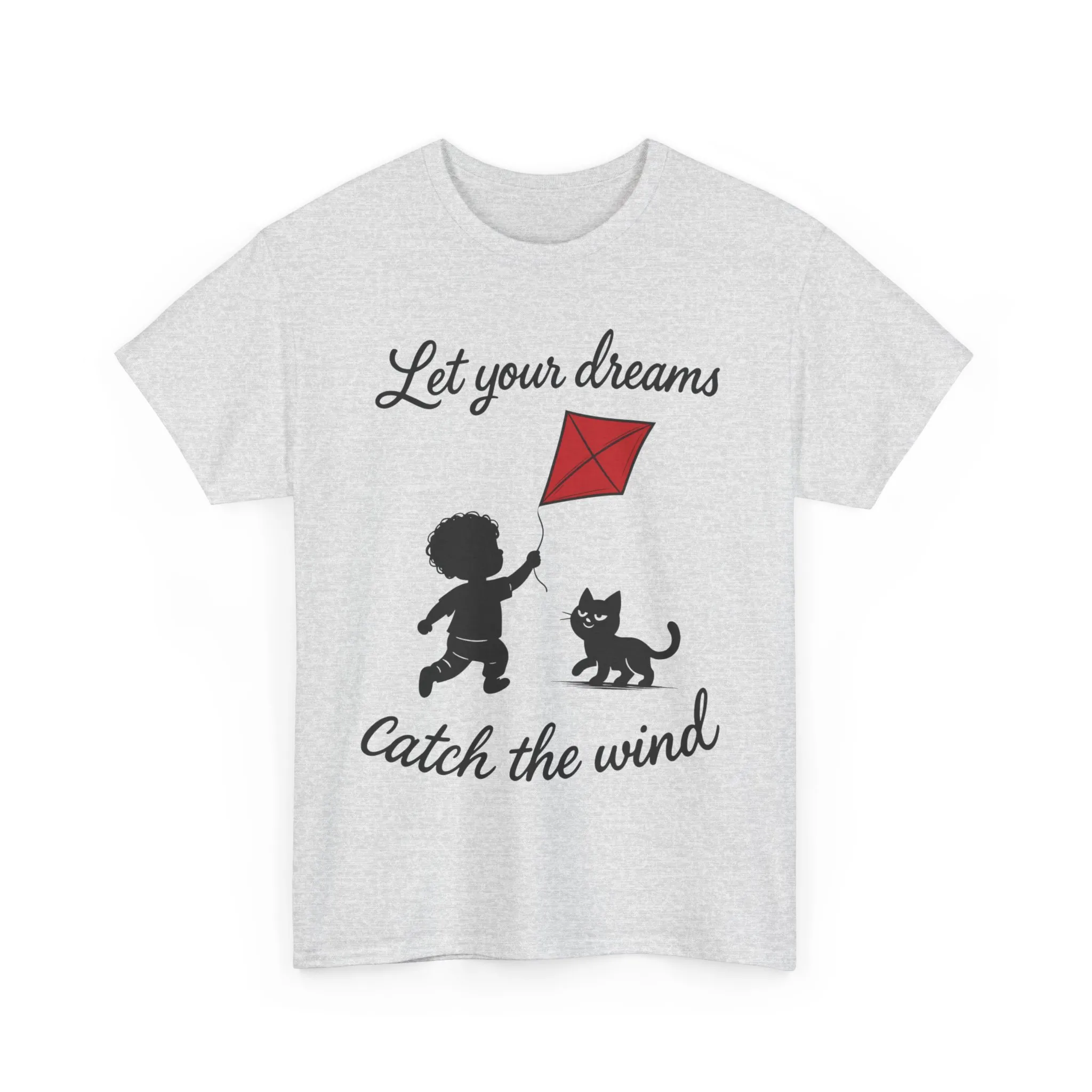 Cute Kid and Cat Design T-Shirt, Playful Gift for Cat Lovers, Summer Style, Cat Lover T-Shirt, Gift for Cat Owners, Women's Cotton T-Shirt - Image 2