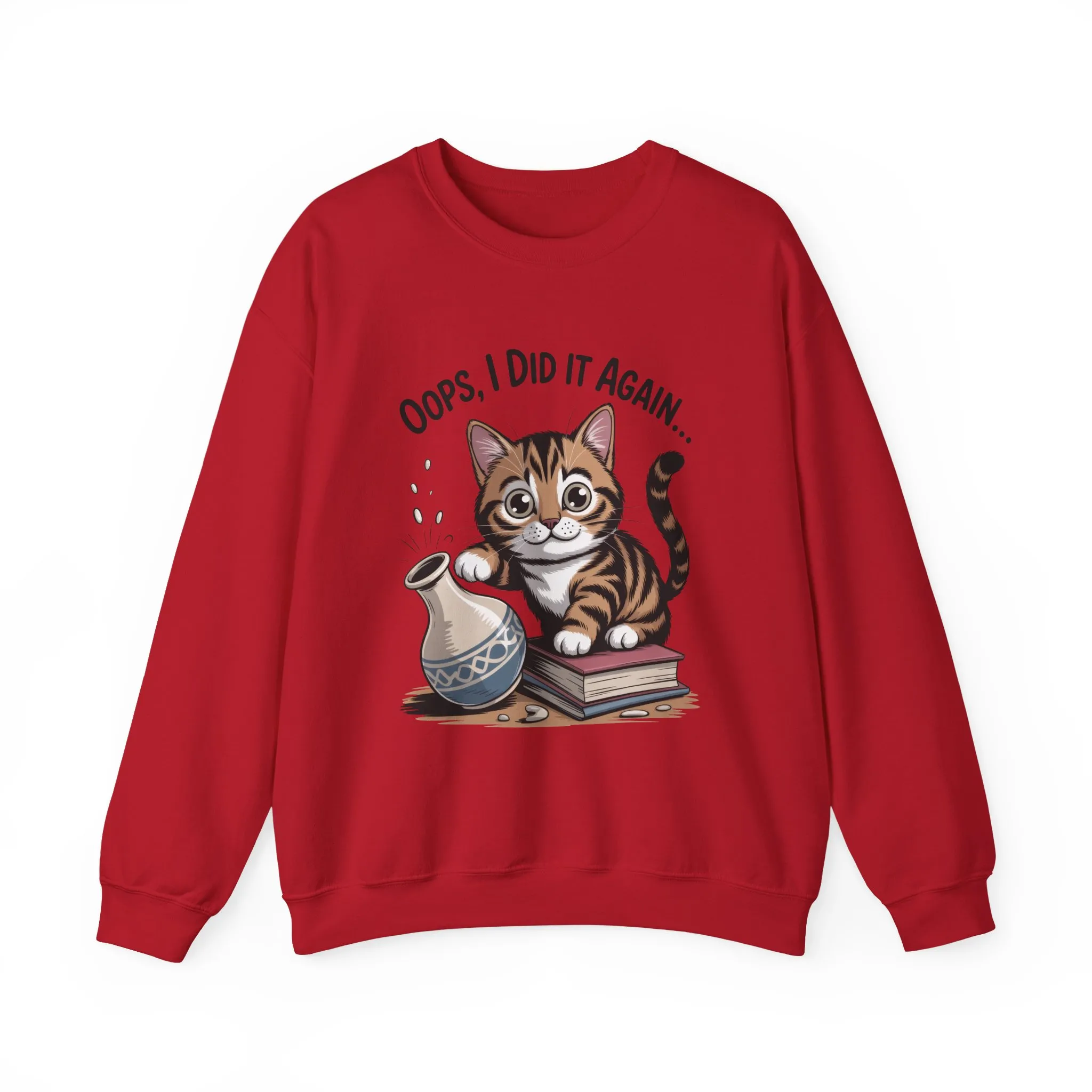 Cute Cat Oops! I Did It Again Sweatshirt, Funny Pet Lover Gift, Cozy Crewneck for Cat Moms, Purrfect for Birthdays, Casual Wear - Image 25