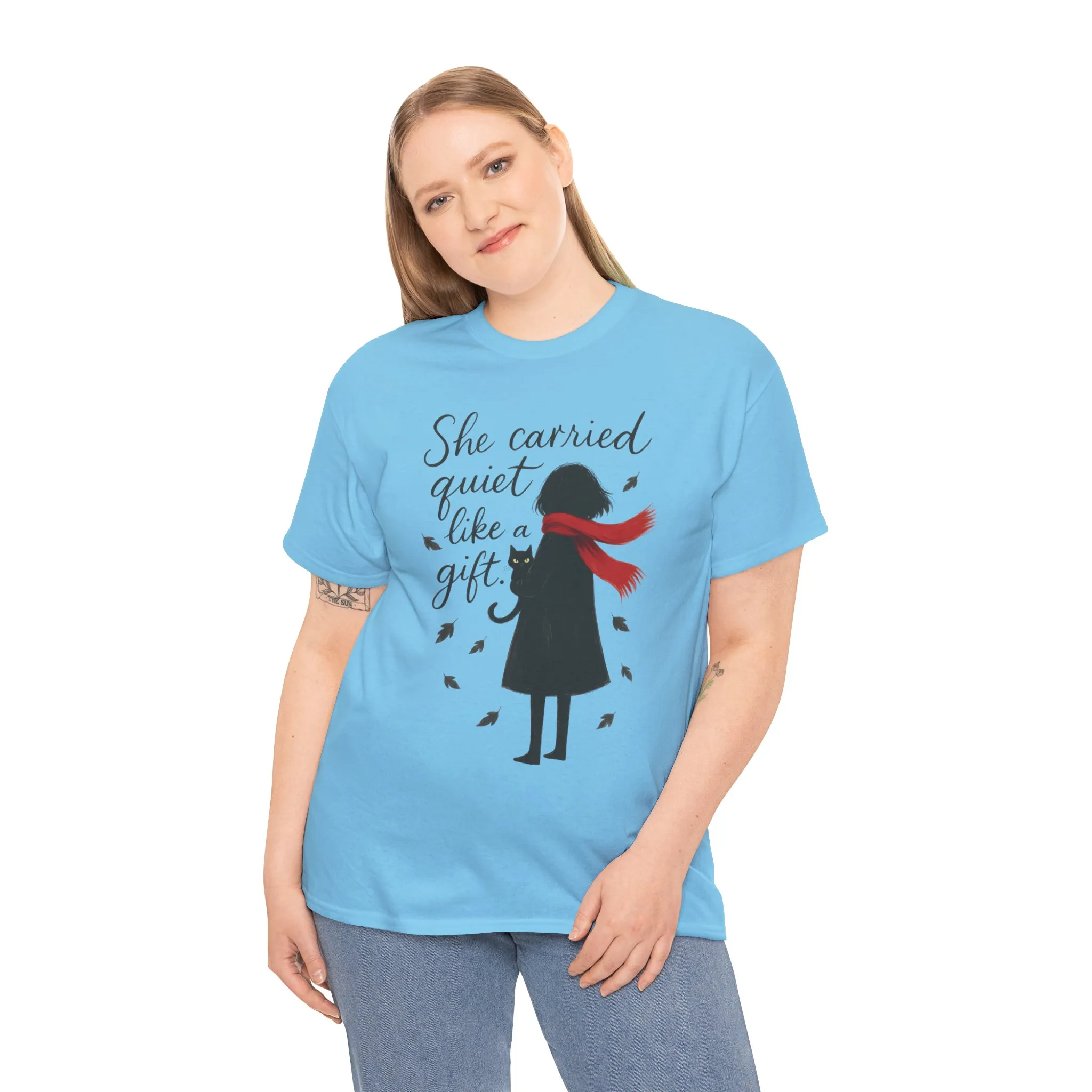 Cat Lover Womens T-Shirt, Whimsical Hand-Drawn Illustration Tee, Artistic Minimalist Gift for and Introverts, Cute Animal Apparel - Image 15