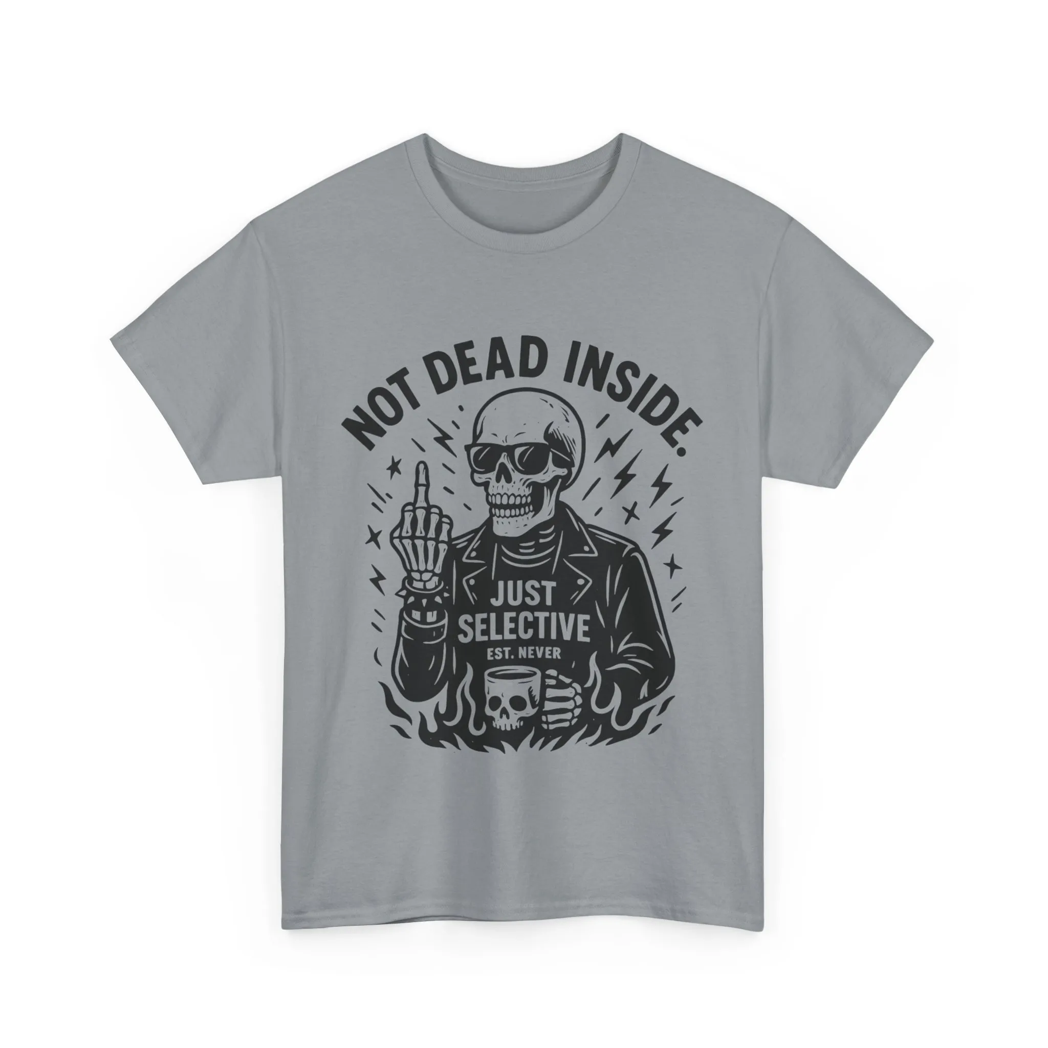 Mens Dark Humor Graphic Shirt, Not Dead Inside, Funny Graphic Shirt for Casual Wear, Gifts for Him, Halloween, Occasions, Funny Skeleton Tee