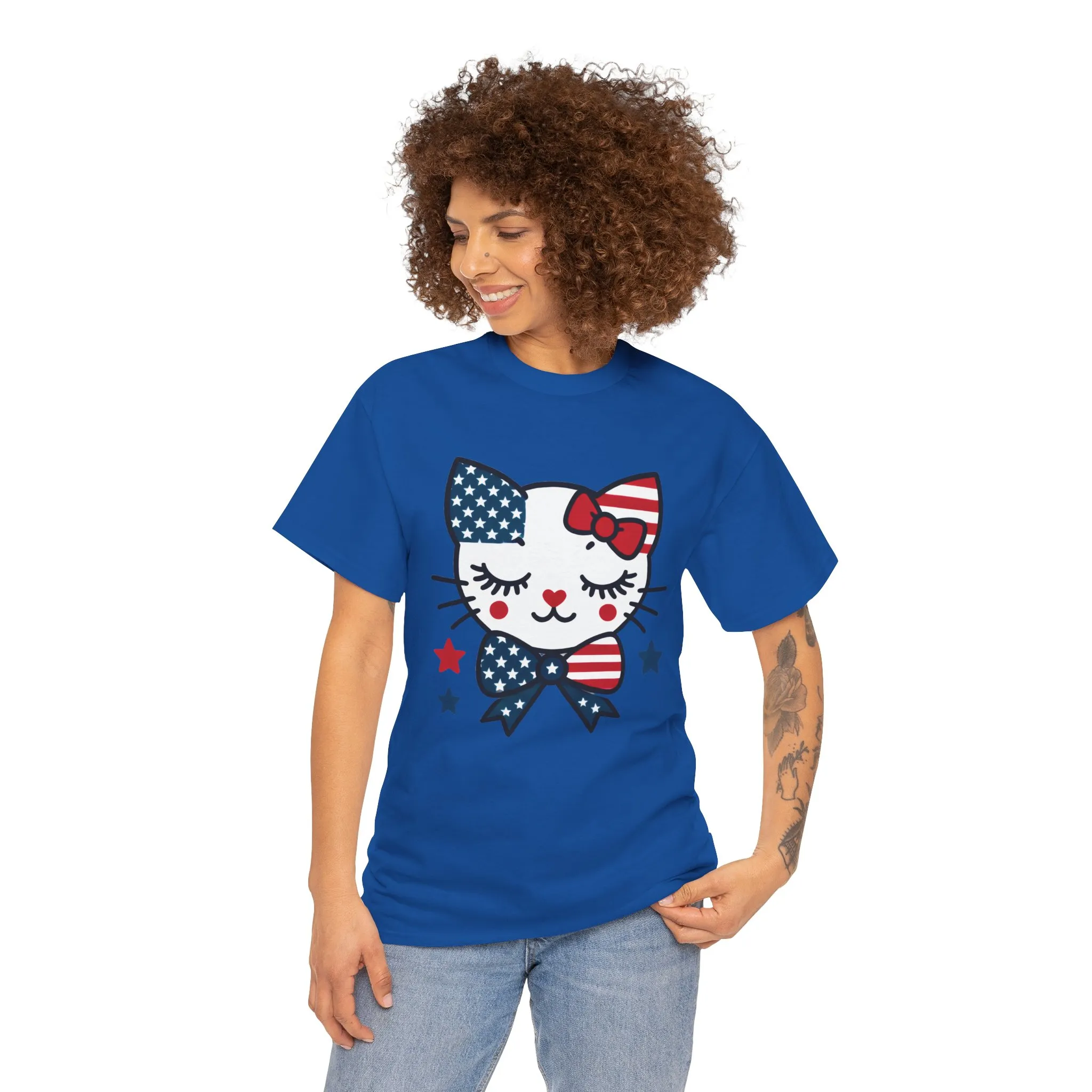 Patriotic Cat Womens Tee, Cute Cat Shirt, Womens T-Shirt, July 4th Outfit, Independence Day Gift, Animal Lover Apparel - Image 17