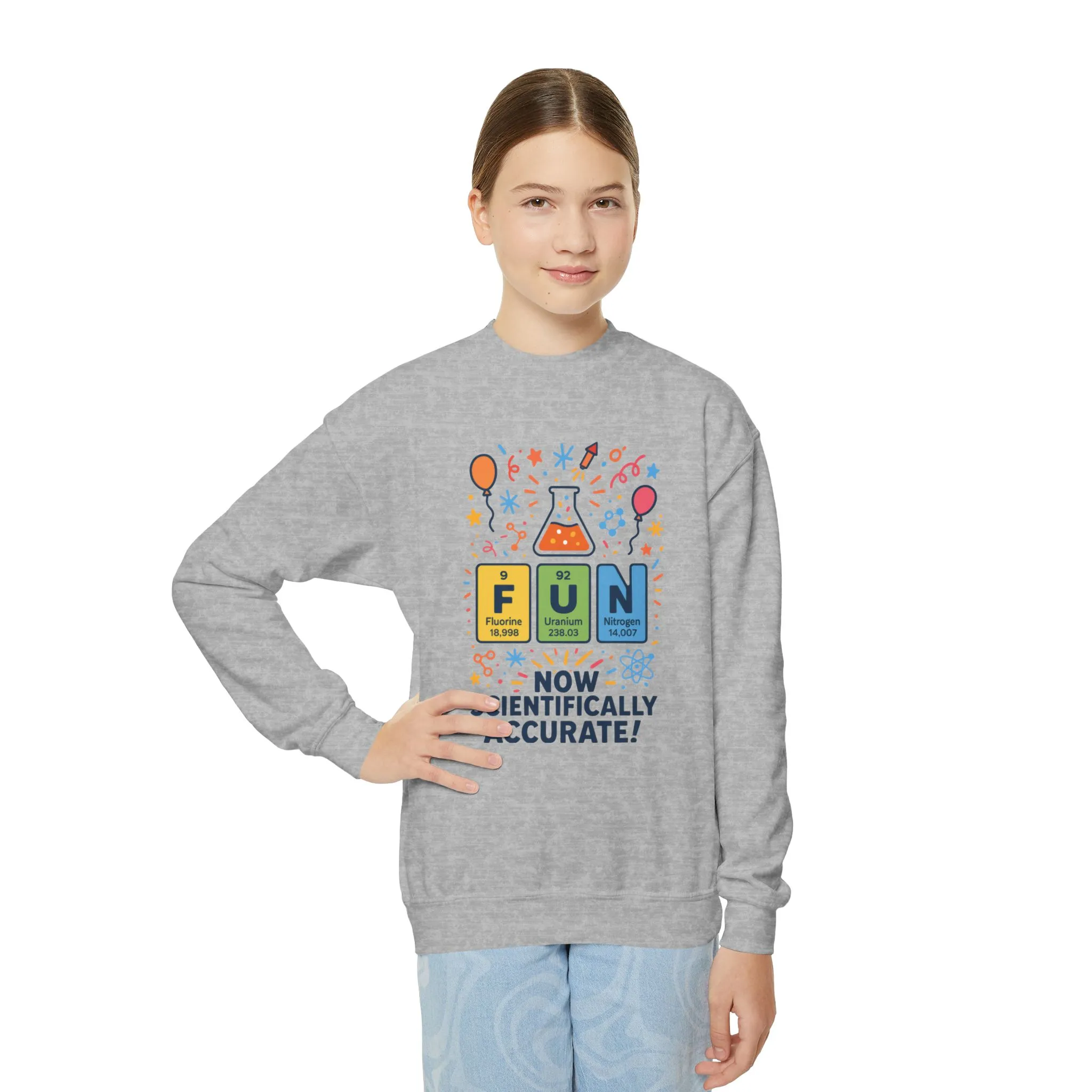 Youth Science Fun Sweatshirt, Perfect for STEM Lovers, Birthday Gift, Cozy Classroom Wear, Youth Crewneck - Image 3
