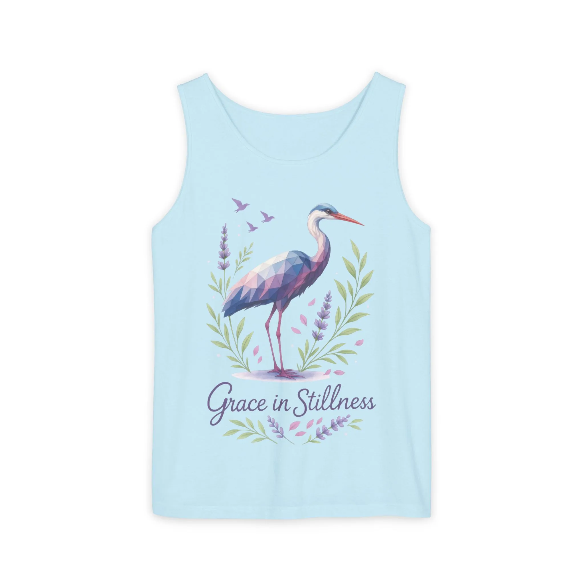 Polygonal Heron Graphic Tank, Womens Artistic Bird Summer Top, Geometric Crane, Bird Lovers Gift, Yoga Shirt, Fitness Apparel, Casual Wear - Image 10