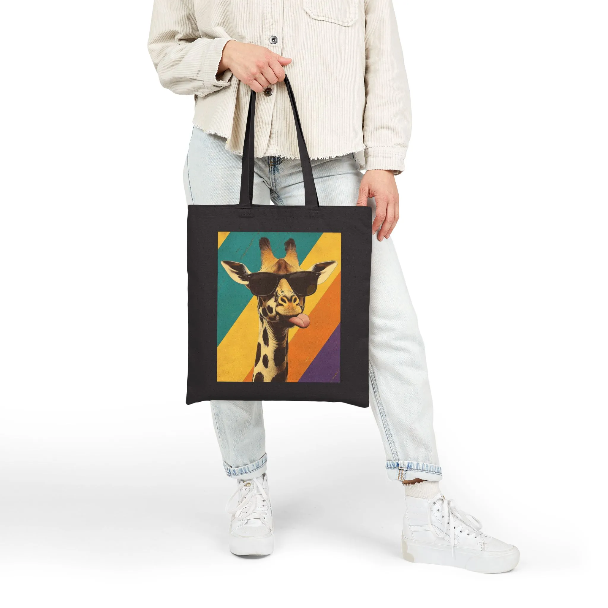Funny Giraffe Tote Bag, Retro Pop Art Canvas Bag with Sunglasses & Attitude, Colorful Animal Print Tote, Quirky Gift for Cool People, Animal Lover Tote - Image 10
