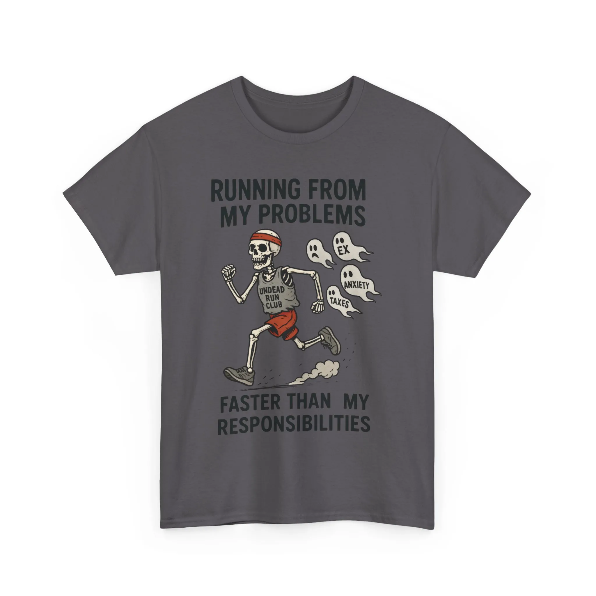 Skeleton Runner Tee for Men, Undead Jogging Club Shirt, Halloween T-Shirt, Gift for Runners, Anxiety Humor Gift - Image 22