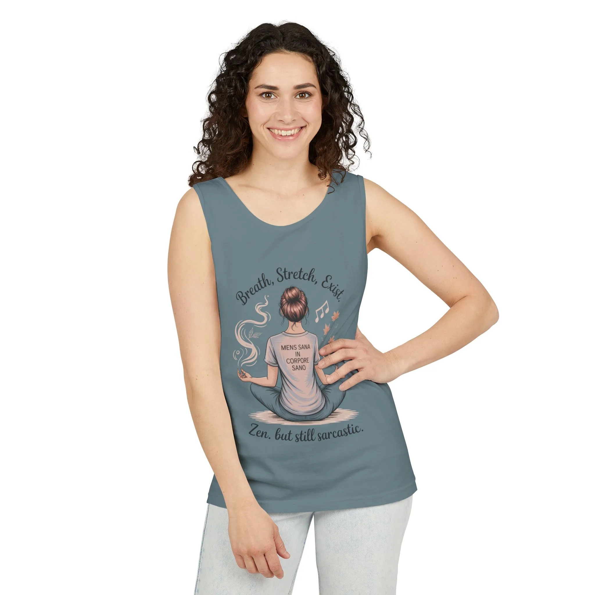Zen Sarcastic Tank Top, Womens Meditation Shirt, Breath Stretch Exist Tee, Yoga Apparel, Gift for Mindfulness Lovers - Image 14