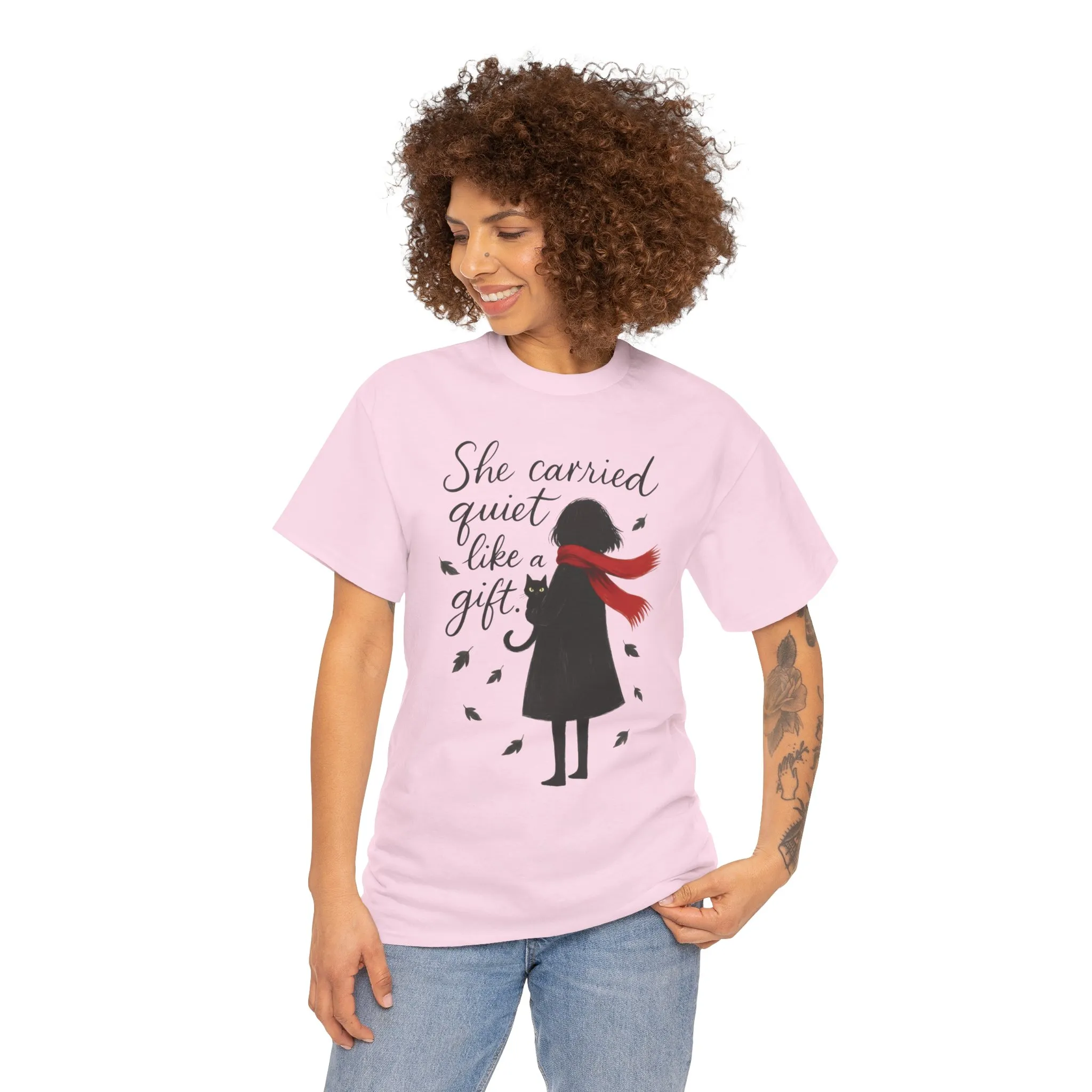 Cat Lover Womens T-Shirt, Whimsical Hand-Drawn Illustration Tee, Artistic Minimalist Gift for and Introverts, Cute Animal Apparel - Image 29