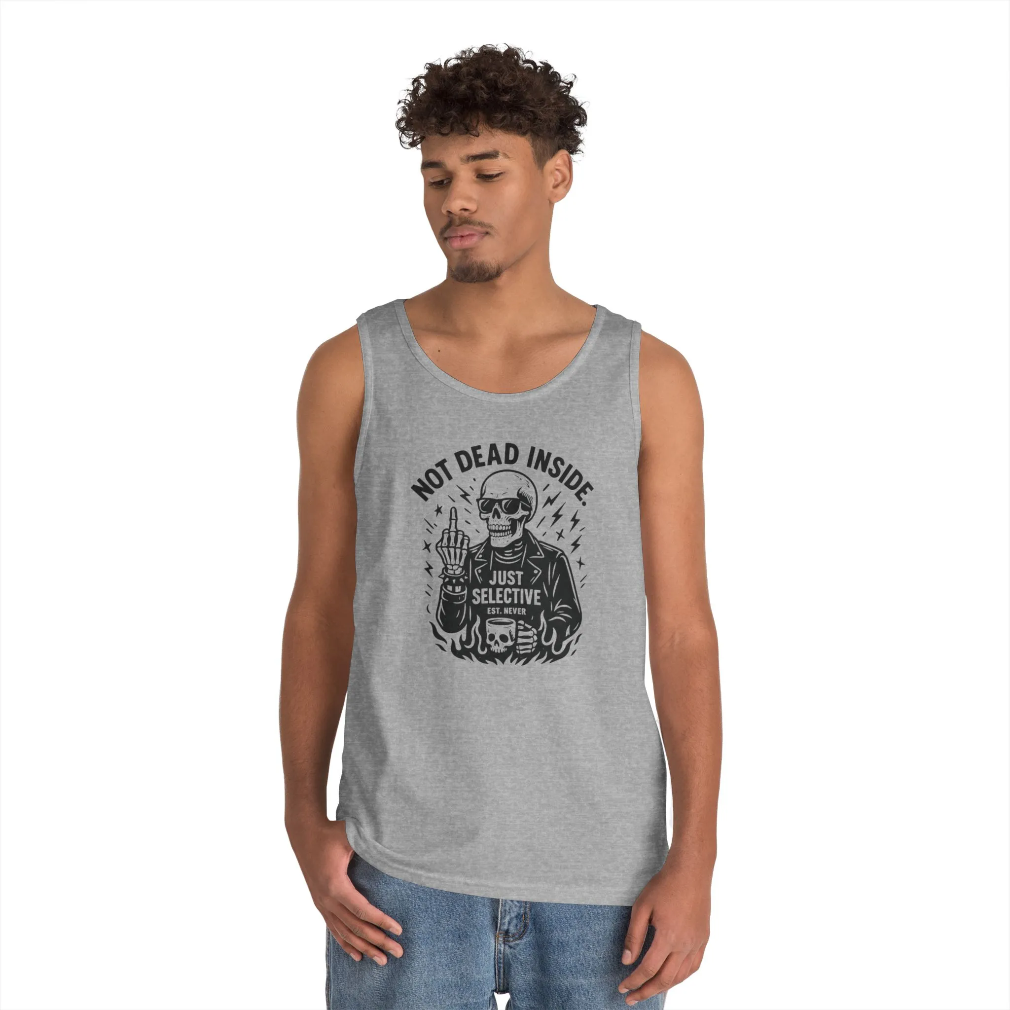 Mens Dark Humor Graphic Tank Top, Not Dead Inside, Funny Graphic Tee, Gifts for Him, Halloween, Occasions, Funny Skeleton Tee - Image 7