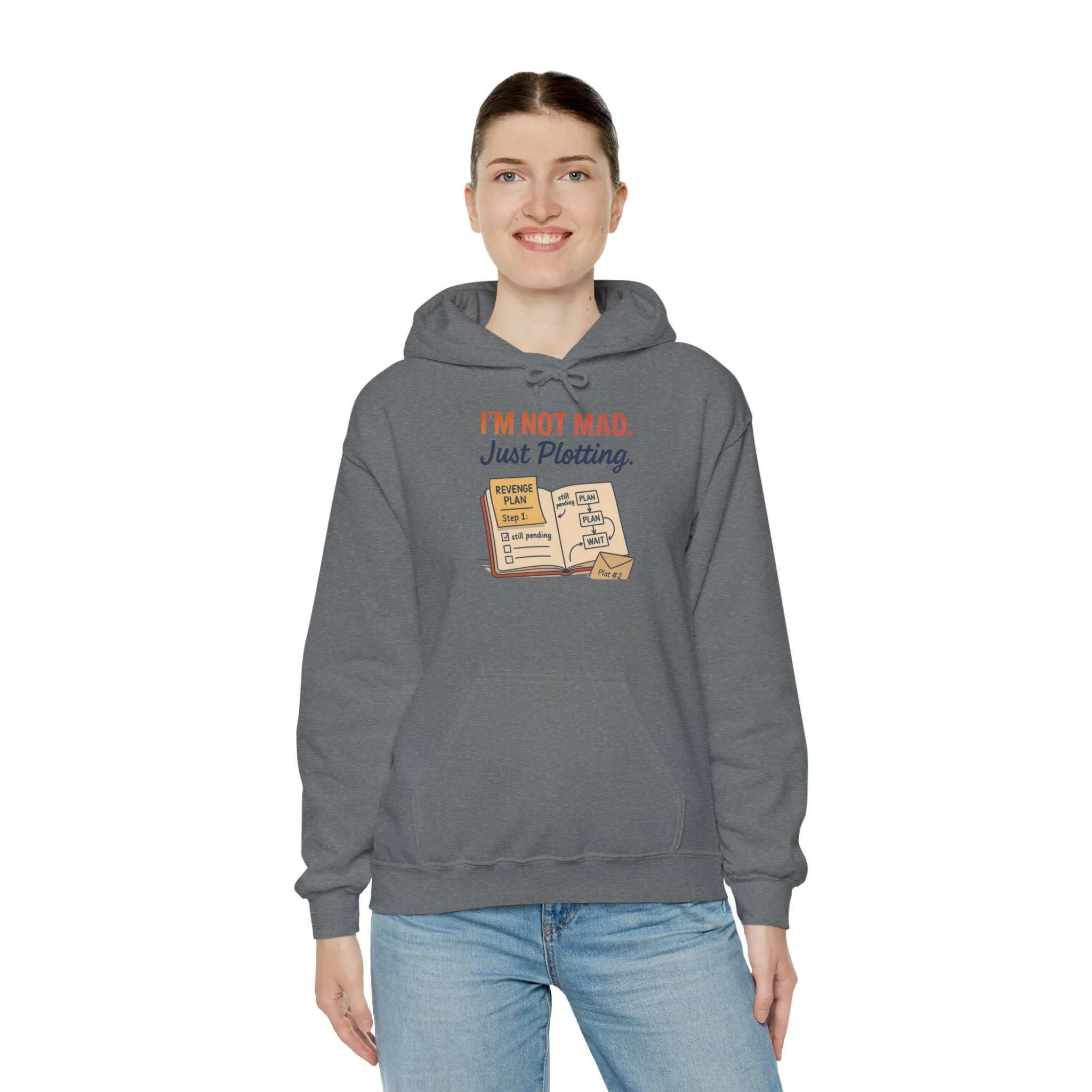 Sarcastic Womens Hoodie, Im Not Mad Just Plotting, Funny Passive Aggressive Sweatshirt Gift, Plotting Humor Hooded Womens Sweatshirt - Image 9