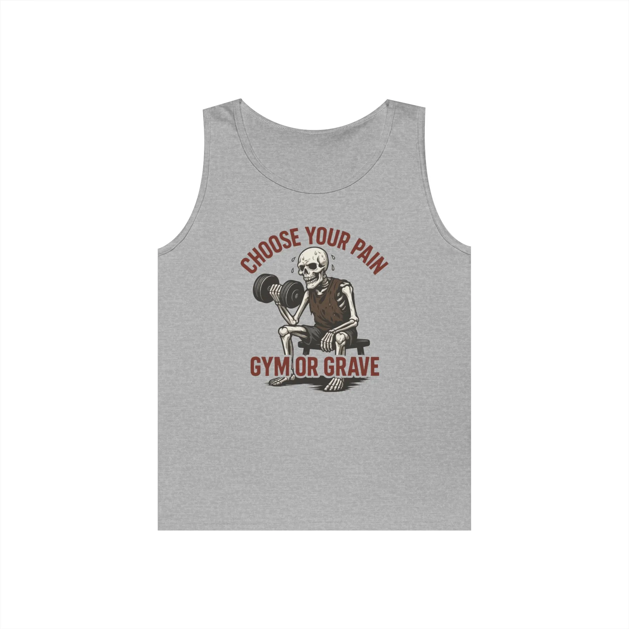 Choose Your Pain Gym Tank Top, Funny Skeleton Workout Tee, Dark Gym Humor Gift, Halloween Gym Shirt, Motivational Tees, Dark Fitness Humor - Image 2