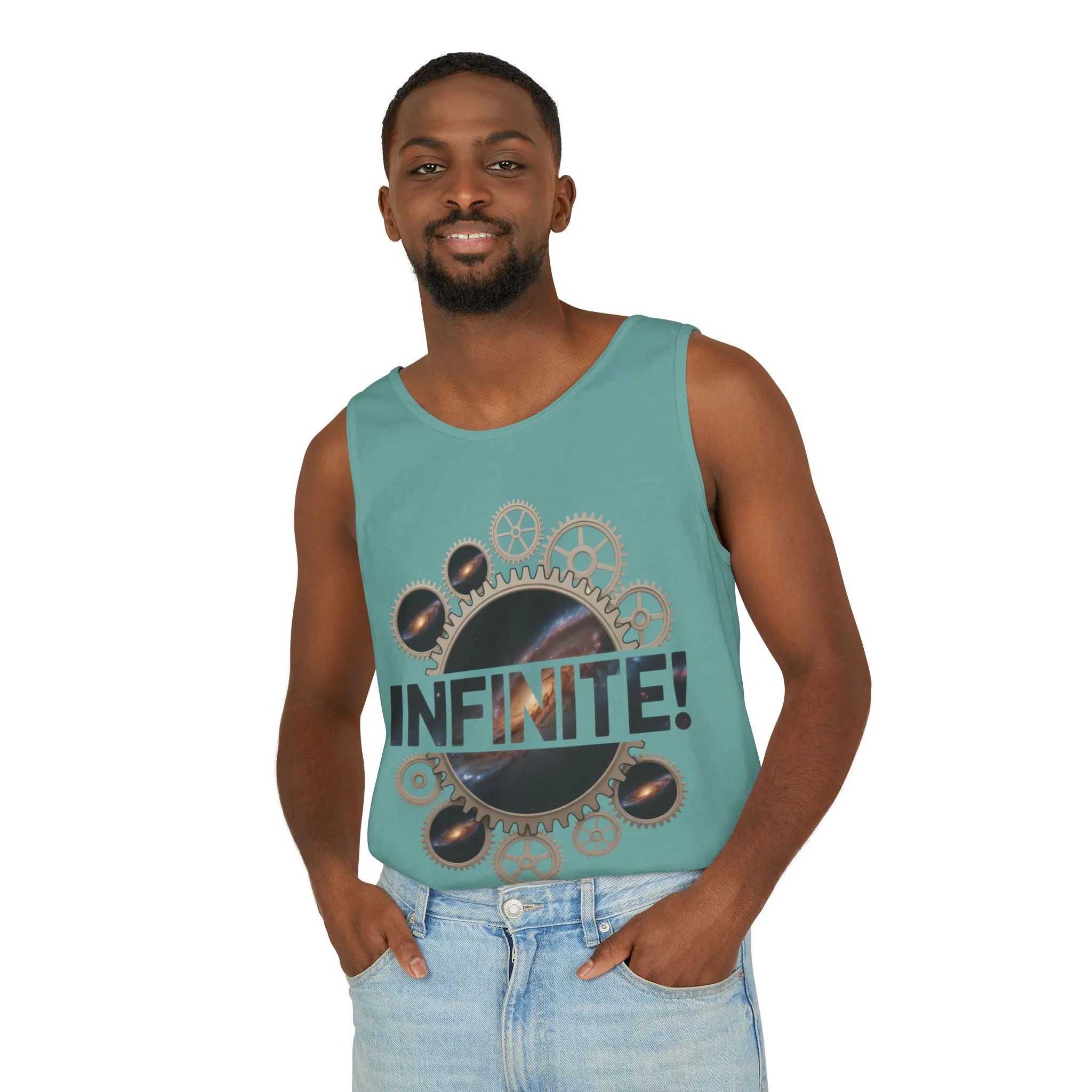 Men's INFINITE! Steampunk Space Gears T-Shirt, Cosmic Mechanical Design Tee for Sci-Fi & Engineering Lovers, Workout Shirt - Image 21
