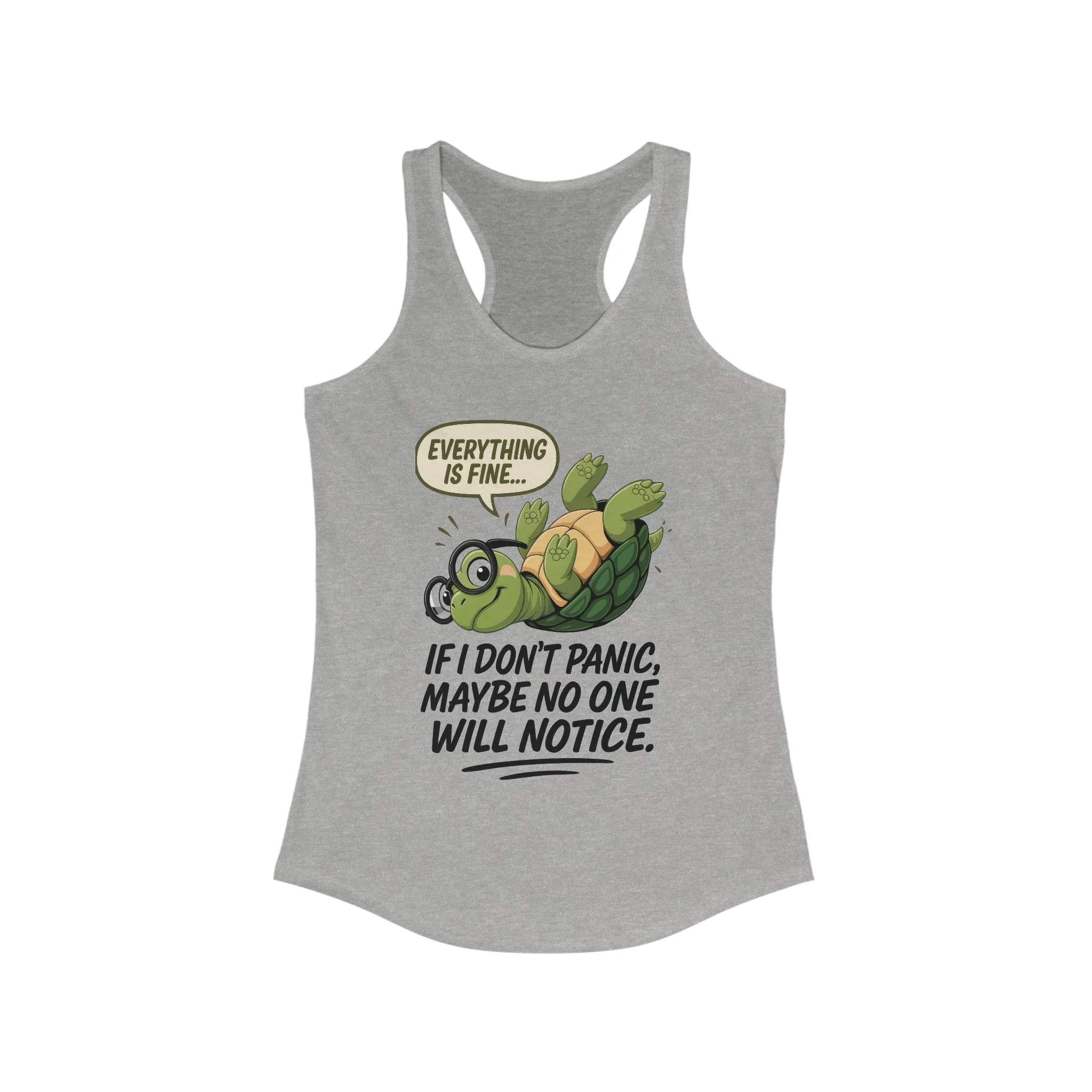 Funny Turtle Racerback Tank for Women, Gift for Animal Lovers, Gym Wear, Beach Outfit, Humor Clothing, Social Anxiety Joke - Image 7