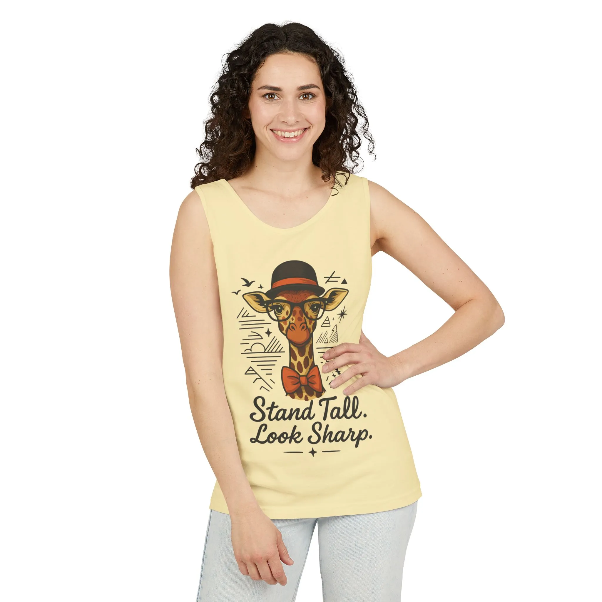 Giraffe Inspirational Tank Top, Stand Tall Look Sharp Shirt, Unisex Summer Apparel, Cute Animal Gift, Zoo Lover's Fashion - Image 3