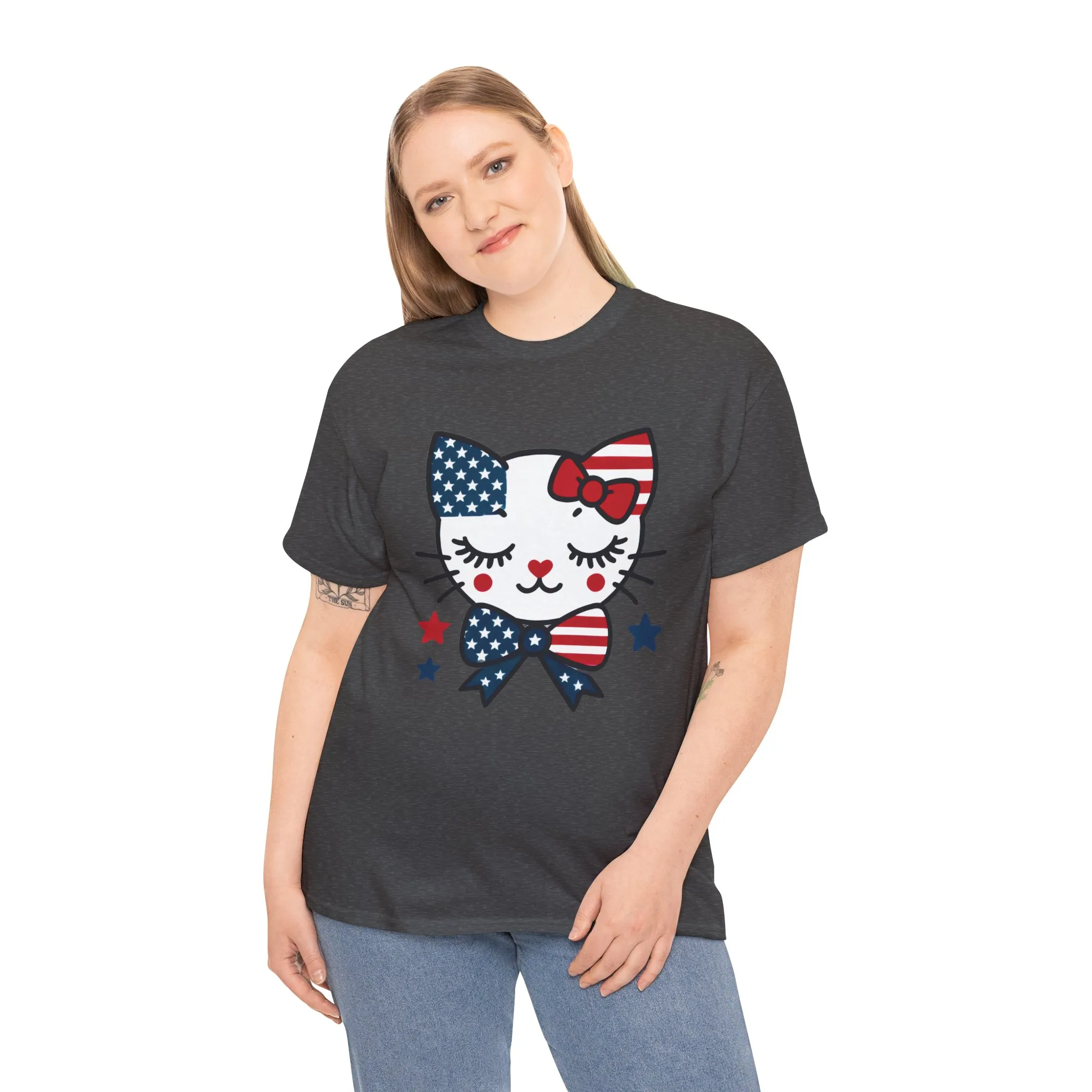 Patriotic Cat Womens Tee, Cute Cat Shirt, Womens T-Shirt, July 4th Outfit, Independence Day Gift, Animal Lover Apparel - Image 11
