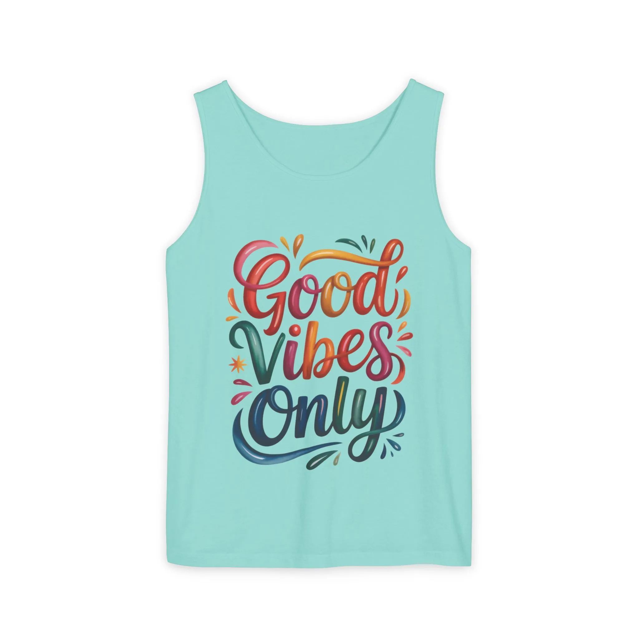 Good Vibes Only Womens Garment-Dyed Tank Top, Summer Casual Wear, Festival Outfit, Beach Day Tee, Gift for Friends, Positive Vibes Apparel - Image 2
