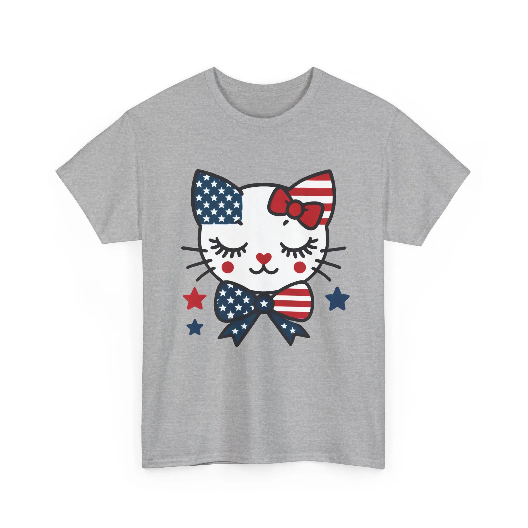 Patriotic Cat Womens Tee, Cute Cat Shirt, Womens T-Shirt, July 4th Outfit, Independence Day Gift, Animal Lover Apparel - Image 9