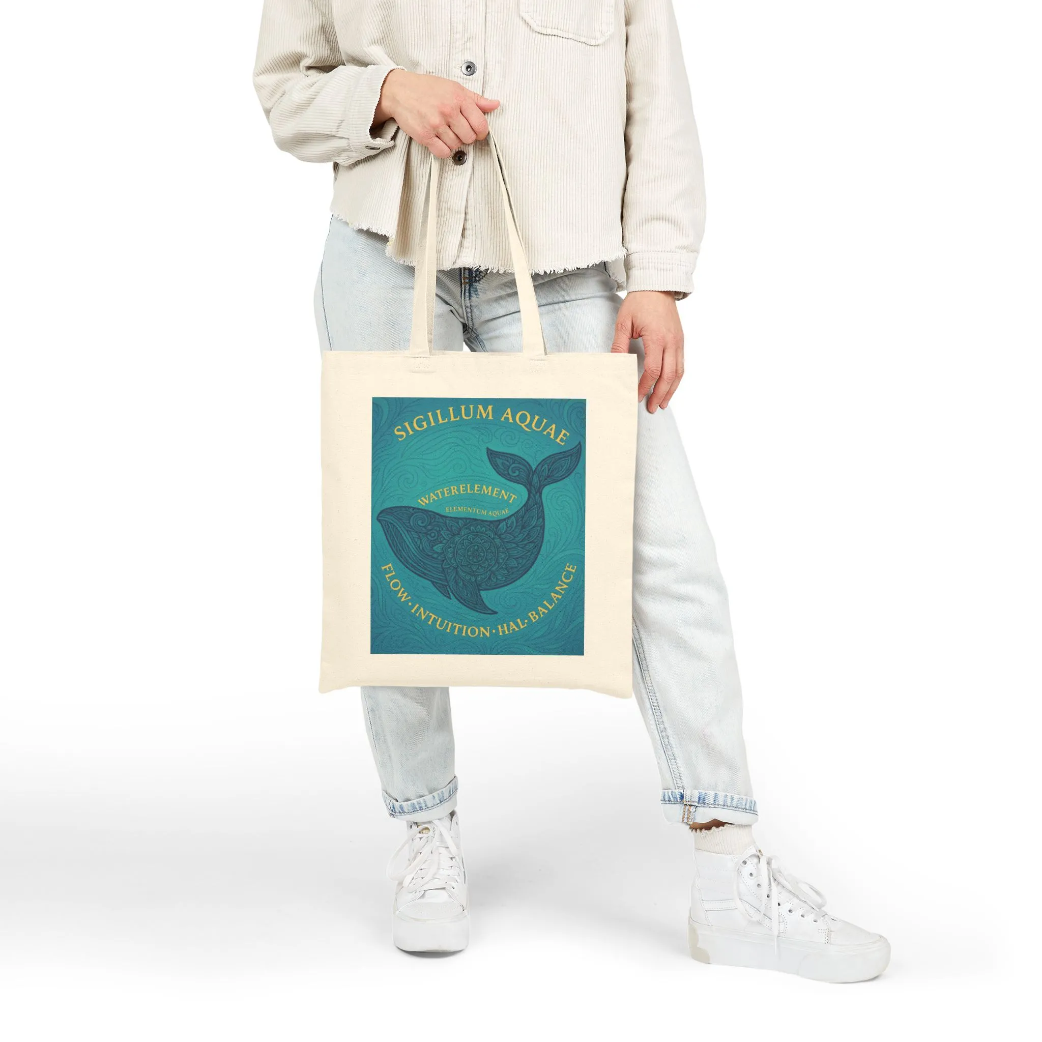 Water Element Whale Mandala Tote Bag, Sigillum Aquae – Flow, Intuition & Balance, Mystical Element Series, Mystical Journey - Image 3