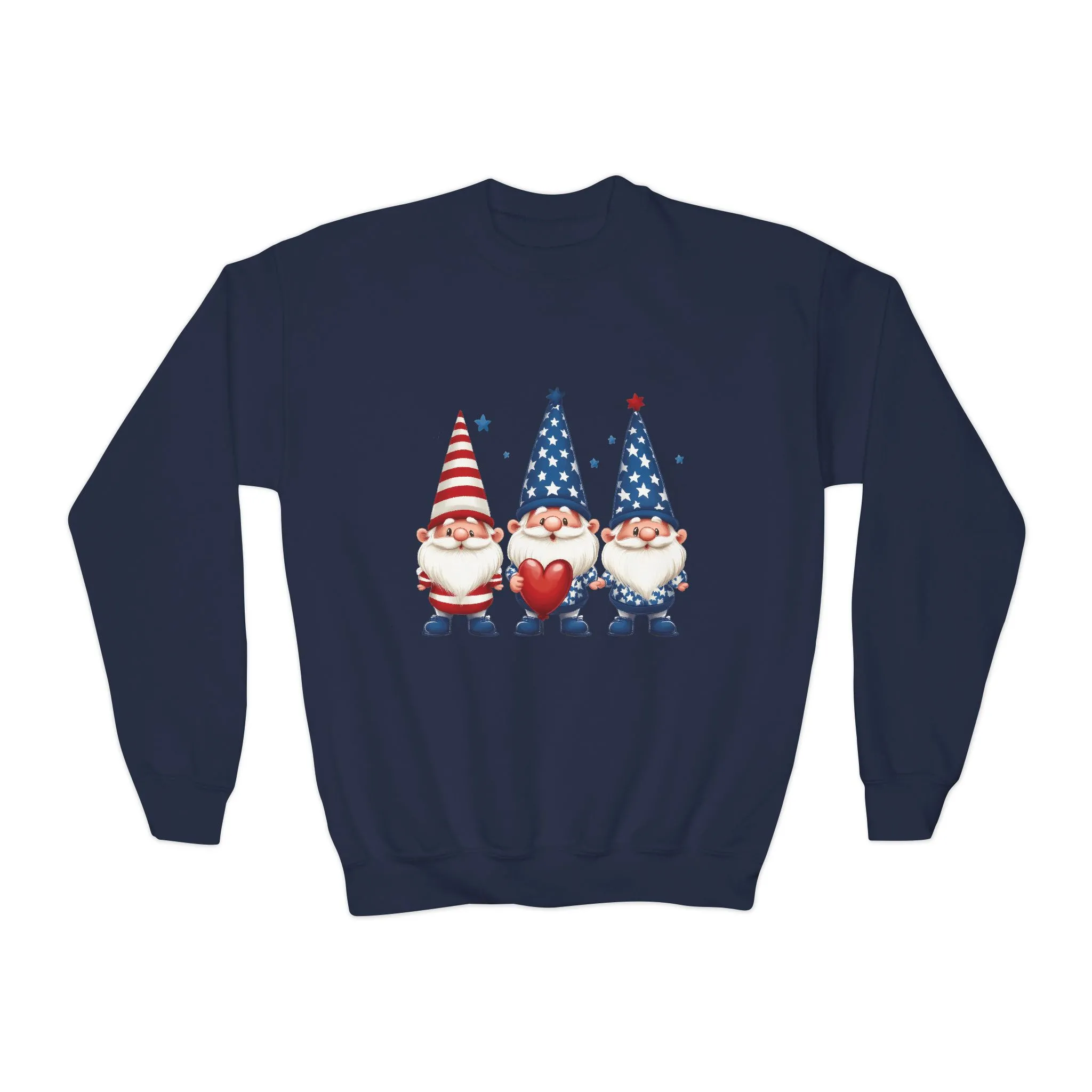 Patriotic Gnome Youth Crewneck Sweatshirt, 4th of July Sweatshirt, Cute Gnome Pullover, Summer Camp Outfit, Kids Holiday Apparel - Image 15