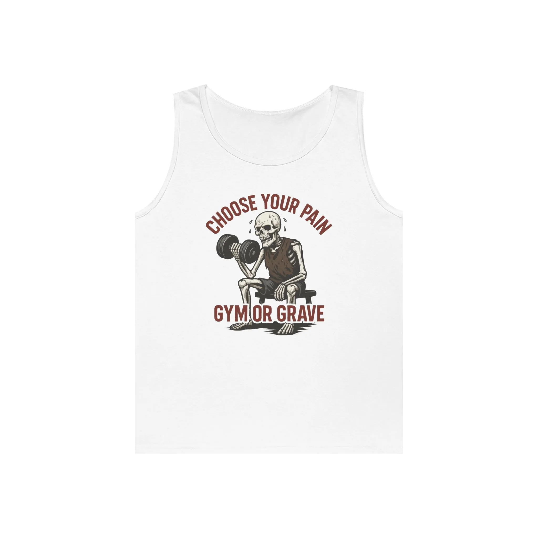 Choose Your Pain Gym Tank Top, Funny Skeleton Workout Tee, Dark Gym Humor Gift, Halloween Gym Shirt, Motivational Tees, Dark Fitness Humor - Image 4