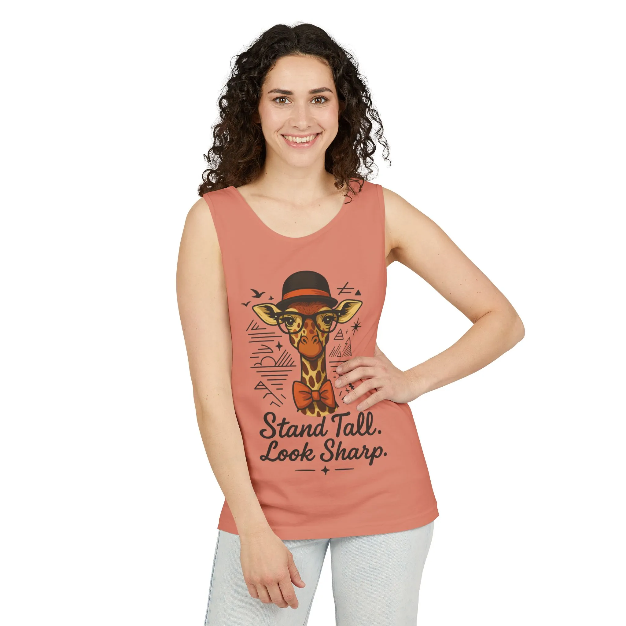 Giraffe Inspirational Tank Top, Stand Tall Look Sharp Shirt, Unisex Summer Apparel, Cute Animal Gift, Zoo Lover's Fashion - Image 6