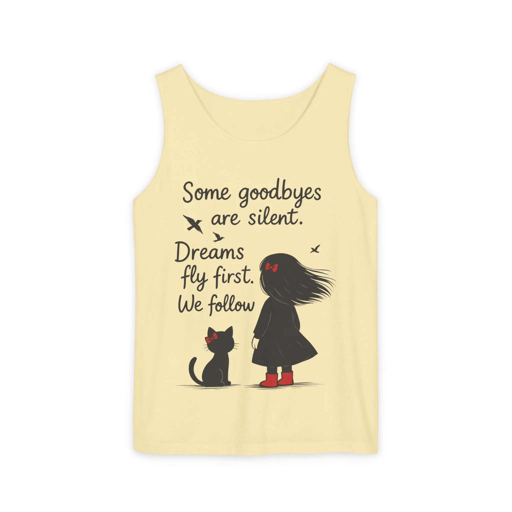 Minimalist Tank Top, Womens Tank, Girl & Cat Art Print, Emotional Lightweight Summer Shirt, Inspirational Apparel, Cat Lover Gift - Image 7